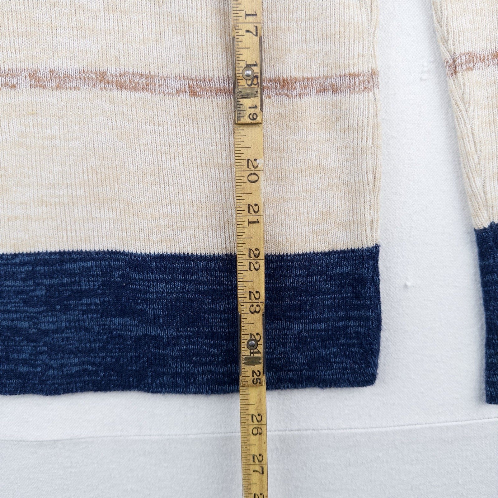 70’s Vtg Columbiaknit Johnny Collar V Neck Sweater Mens Medium Cream Blue Stripe
