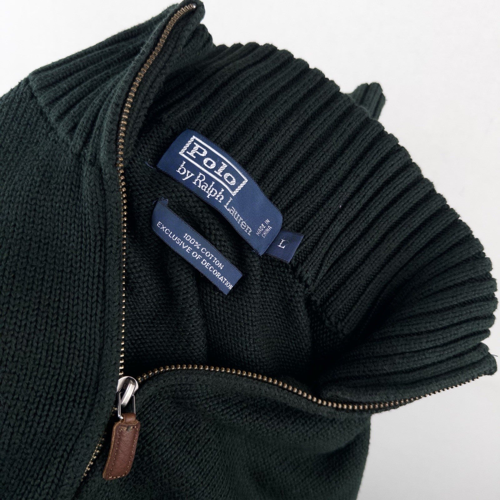 90’s Vtg Polo Ralph Lauren Heavy Knit Zip Sweater Jacket Men’s L Hunter Green