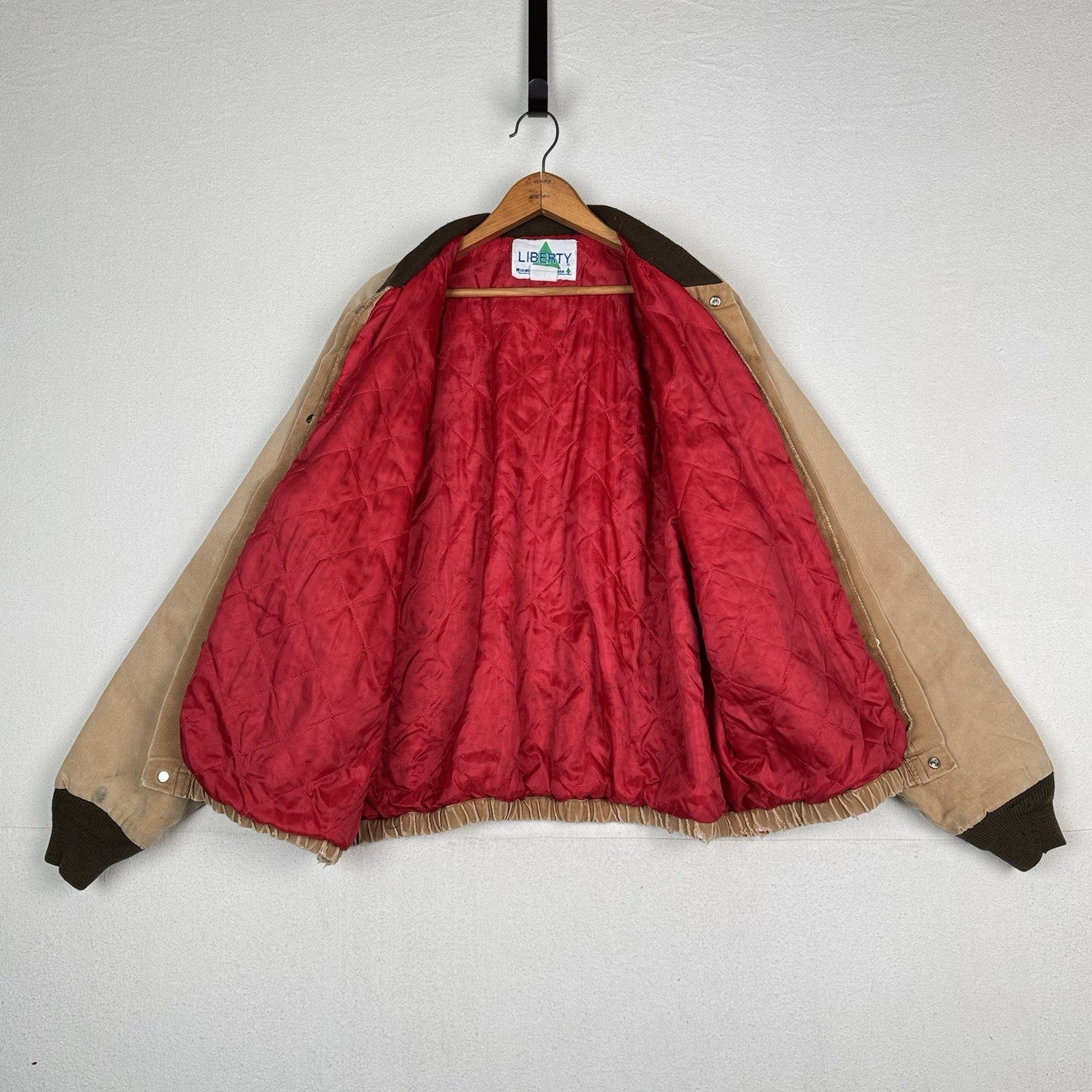 Vintage Liberty Rugged Outdoor Mens M/L Canvas Work Jacket Coat Tan *Distressed