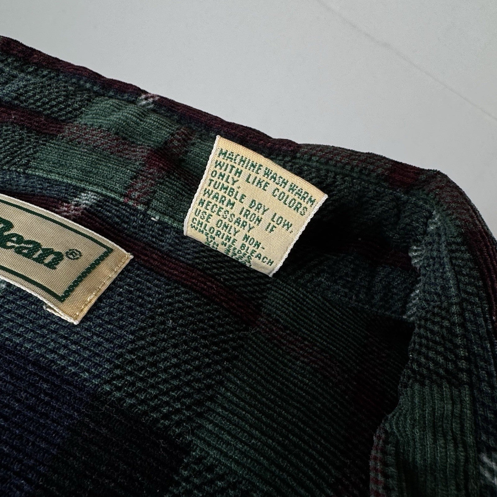 LL Bean Corduroy Blue Green Plaid Men’s 2XL Work Chore Shirt *Lightly Distressed