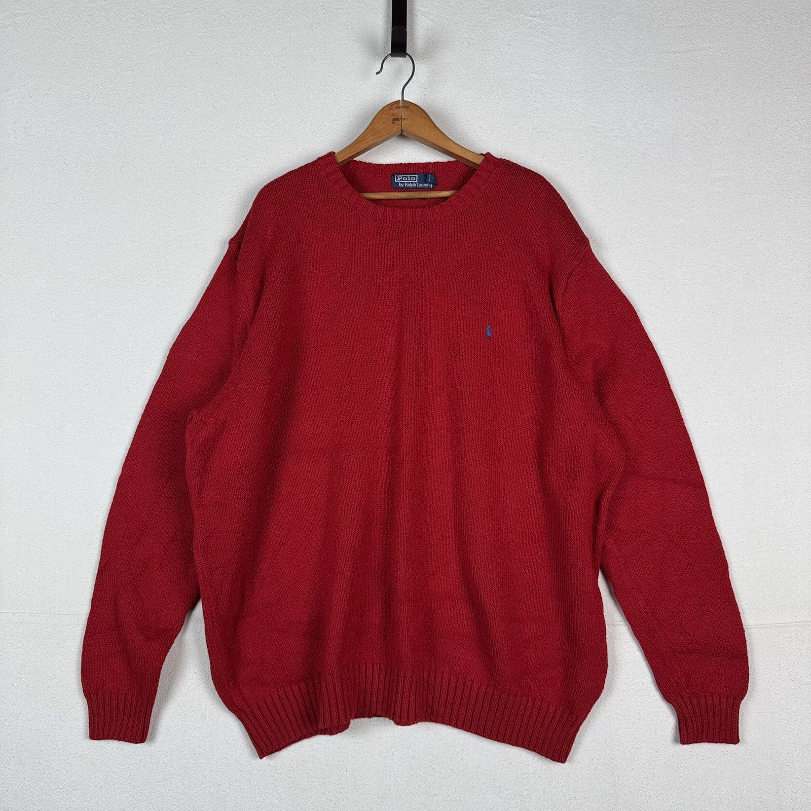 Vintage Polo Ralph Lauren Sweater Men Tall 3XLT Red Pullover Pony Logo Crewneck