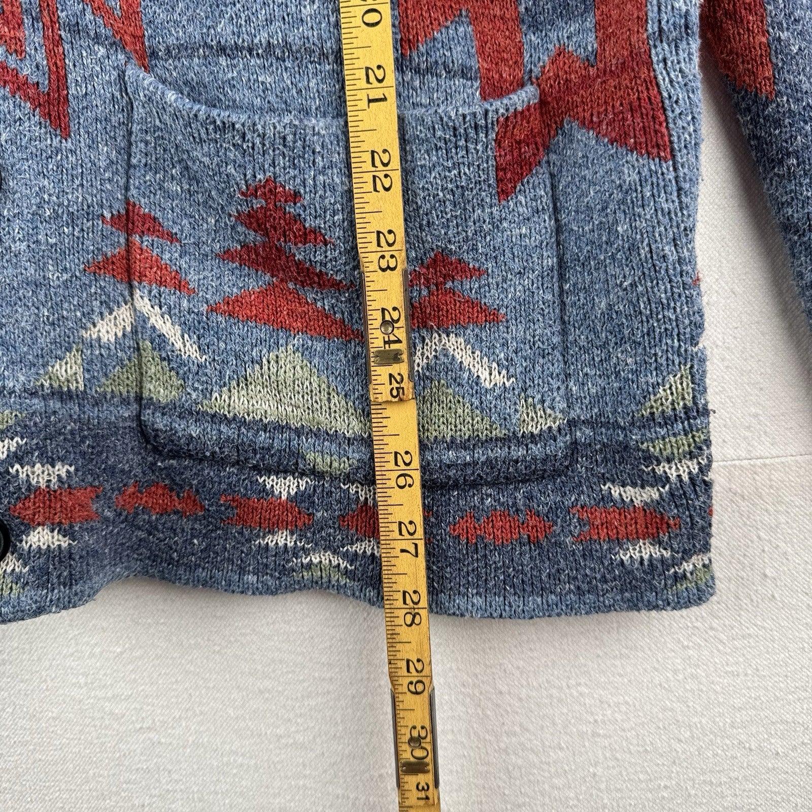 Heavy Aztec Southwestern Shawl Collar Cardigan Large Navajo Sweater Lucky Brand