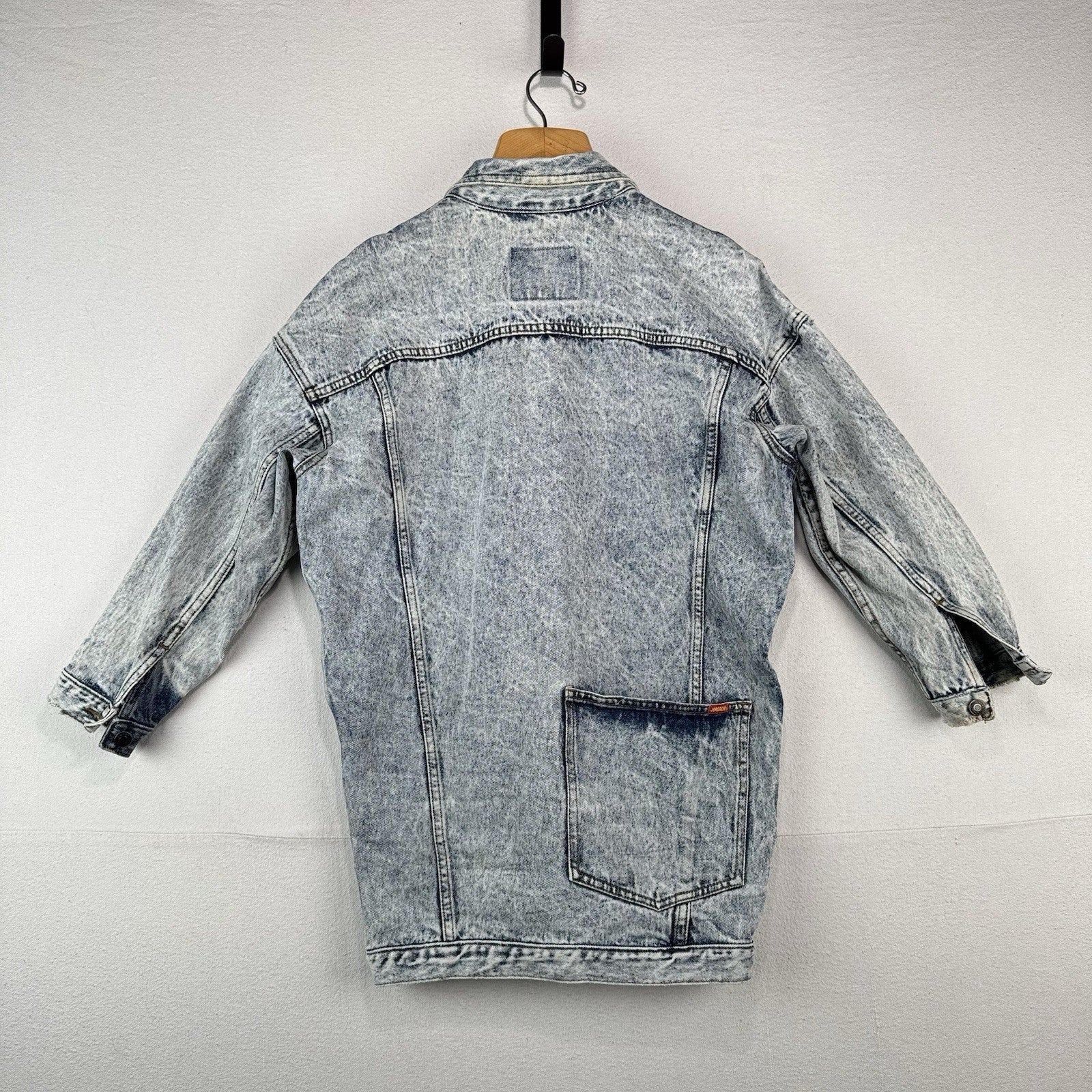 80s Vtg Jordache Acid Wash Light Blue Denim Jacket Long 3/4" Sleeve Women's S