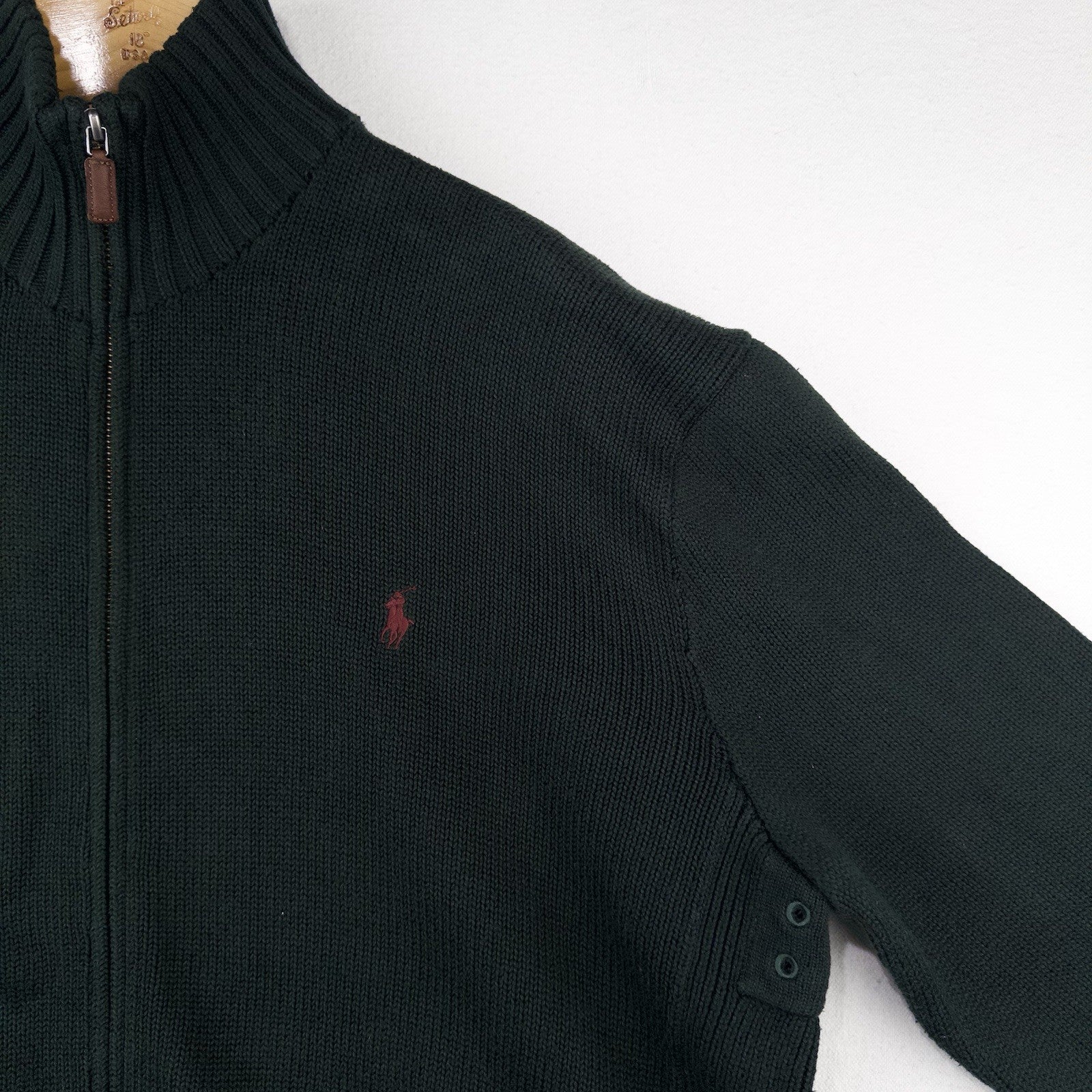 90’s Vtg Polo Ralph Lauren Heavy Knit Zip Sweater Jacket Men’s L Hunter Green