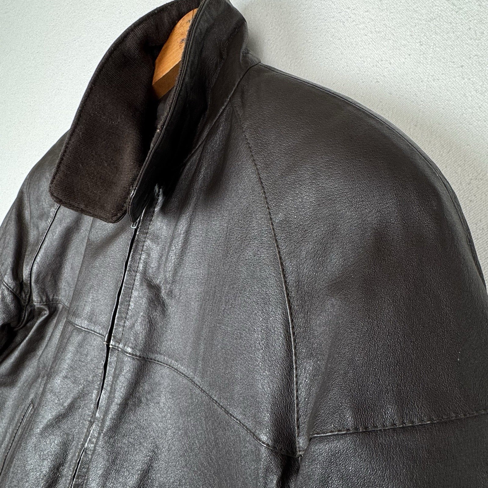 John Blair Leather Western Bomber Aviator Jacket Brown Mens’s Small