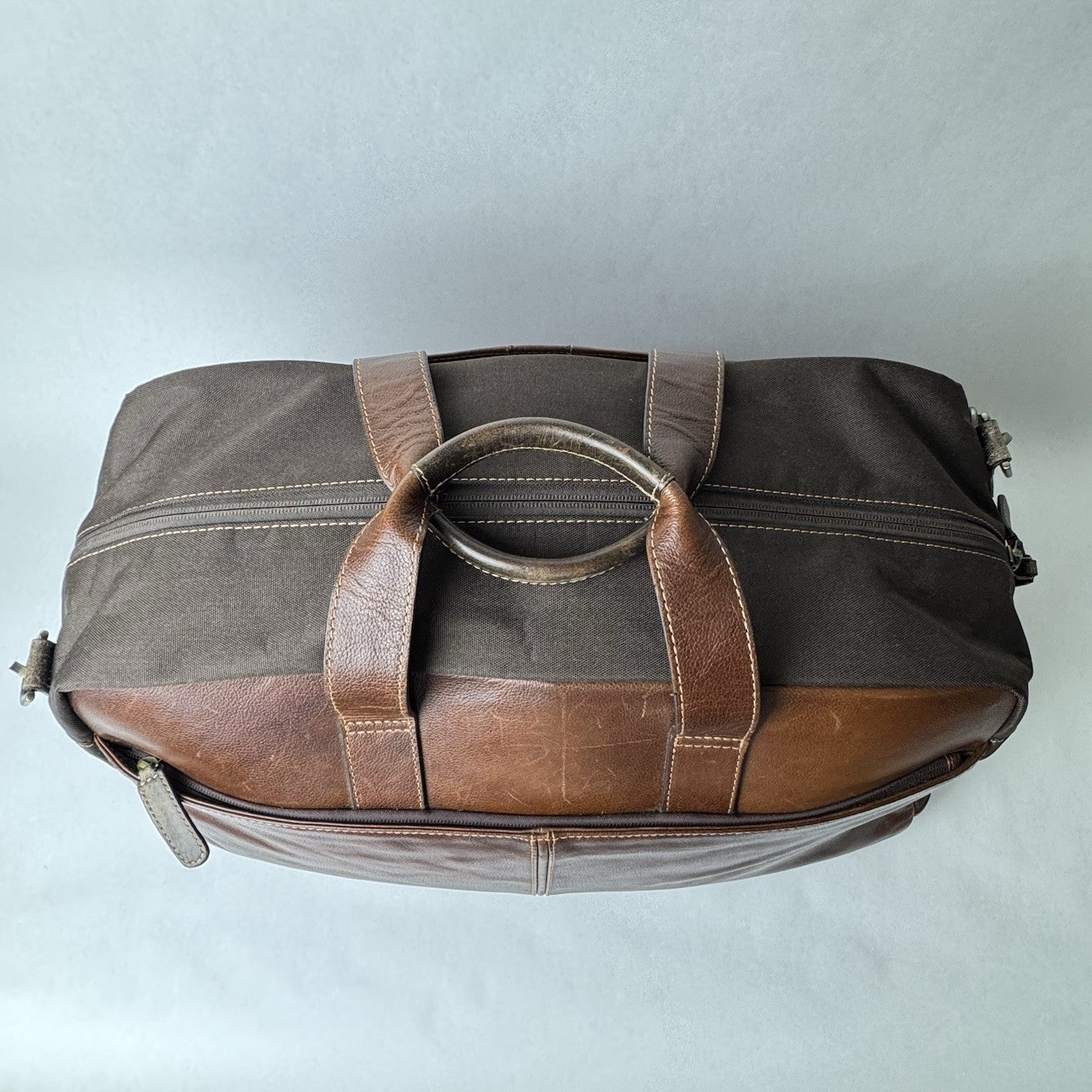 Boconi Garth Commuter Brown Leather Duffle Bag 21”x10”x12”