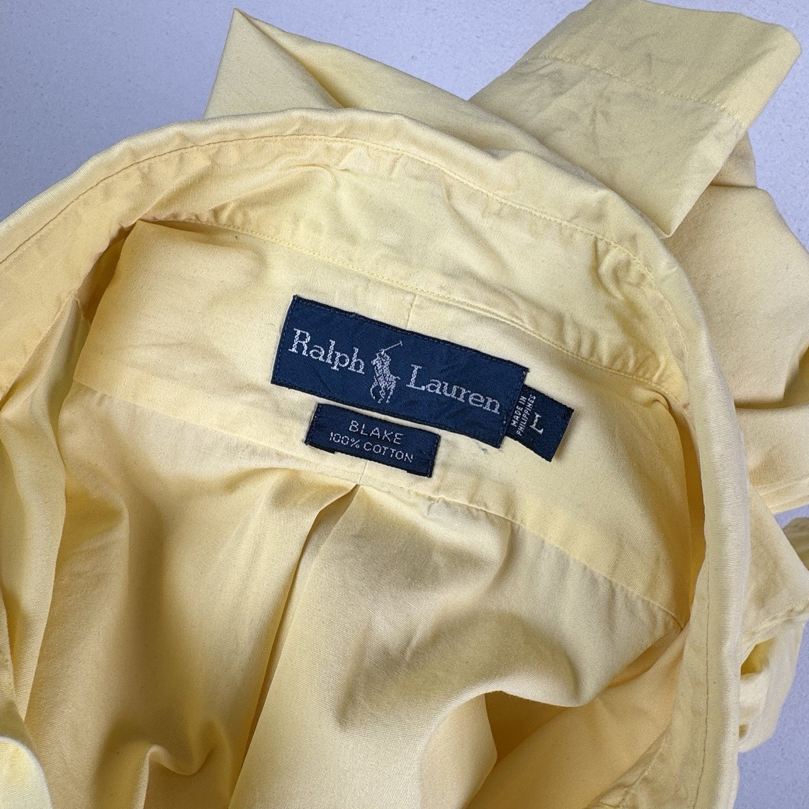 Vintage Polo Ralph Lauren Men’s Blake Short Sleeve Button Up Yellow Shirt Sz L