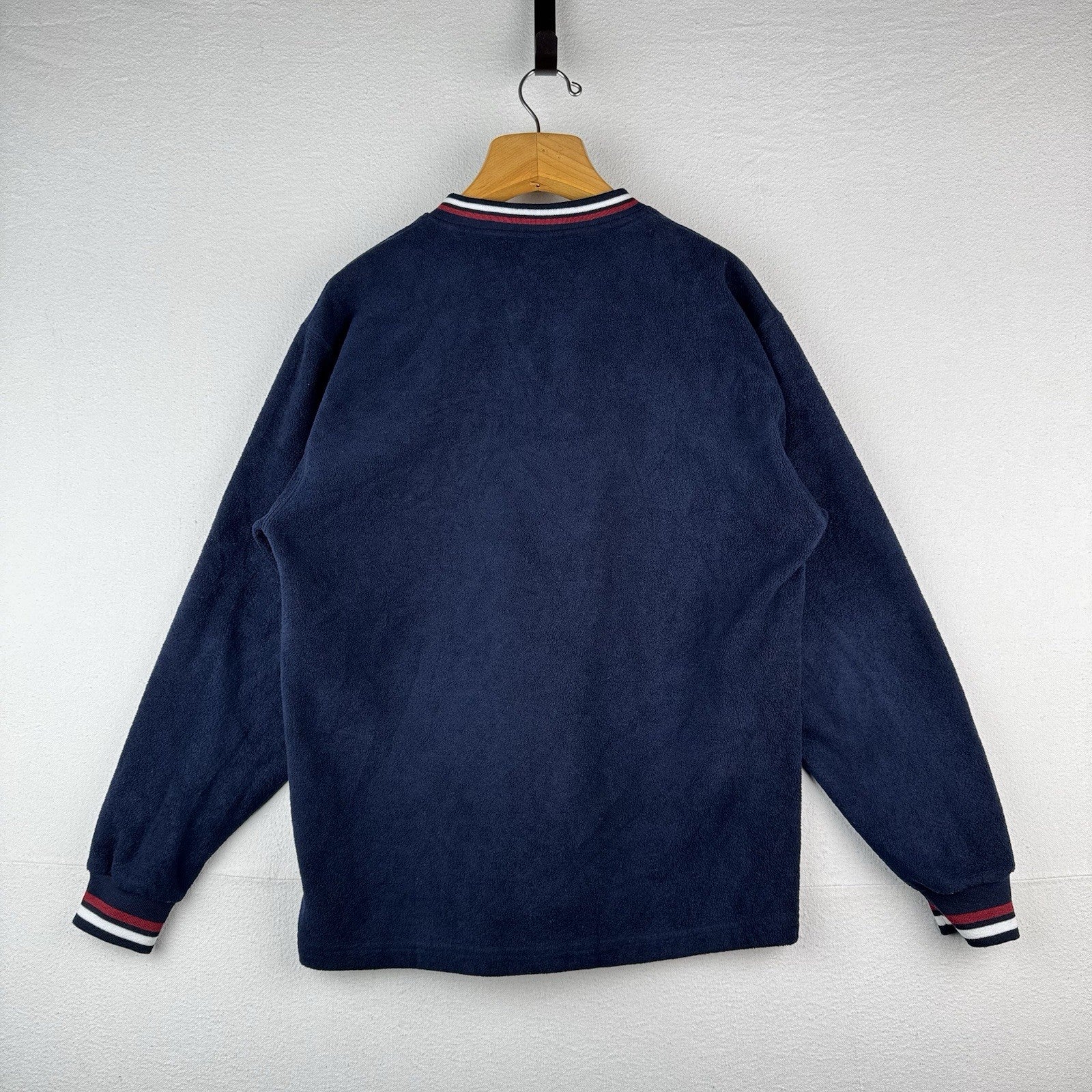 90’s Vtg Champion V-neck Fleece Sweatshirt Pullover Men’s Large Blue