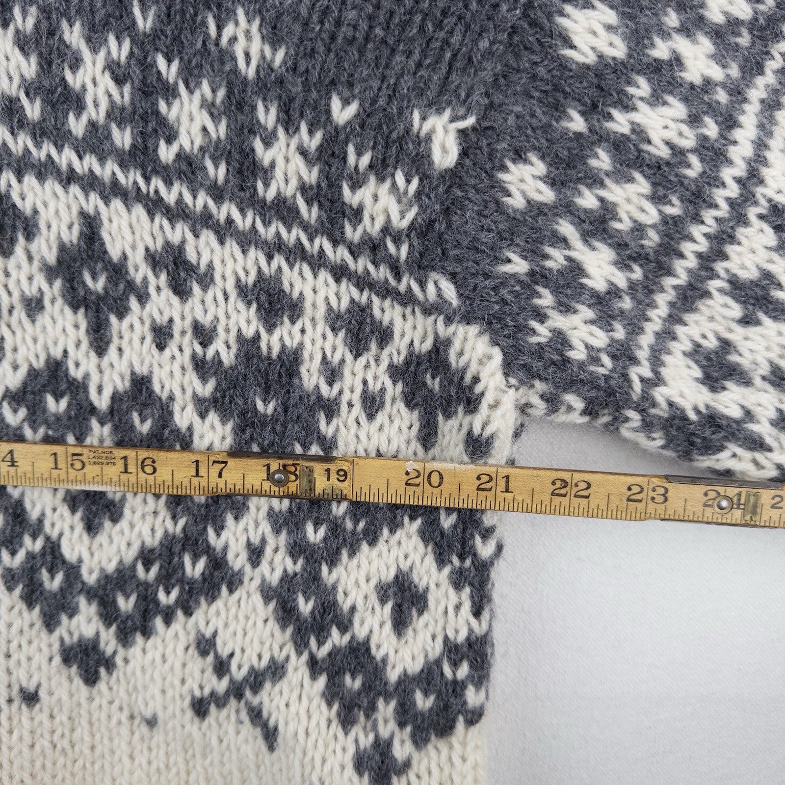 90’s Vintage J Crew Oarsman Wool Sweater Men’s M Fair Isle Chunky Gray Cream