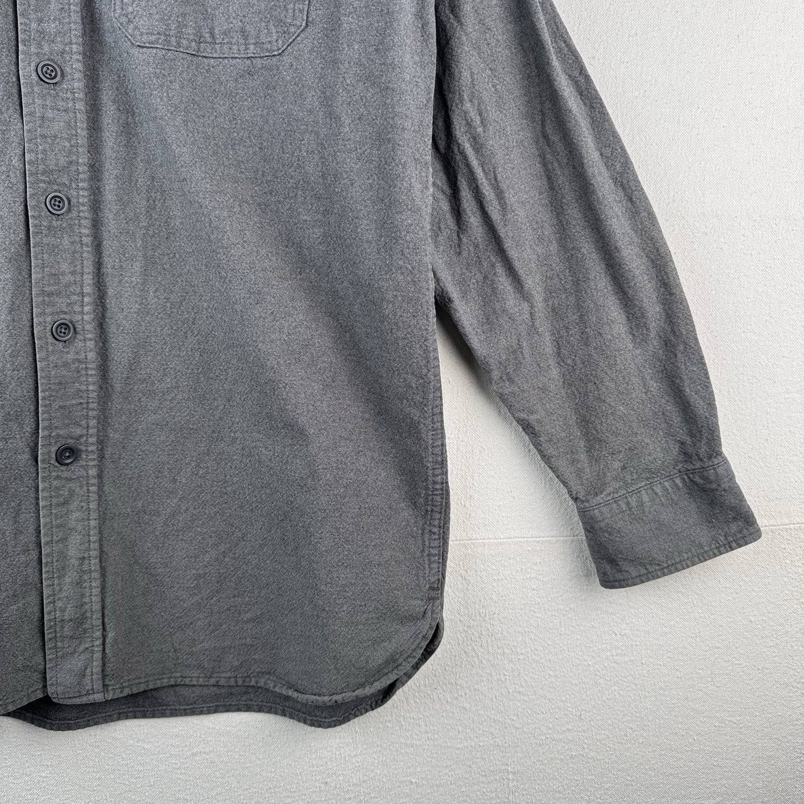 Vintage LL Bean Mens Medium Tall Chamois Flannel Shirt Gray 100% Cotton
