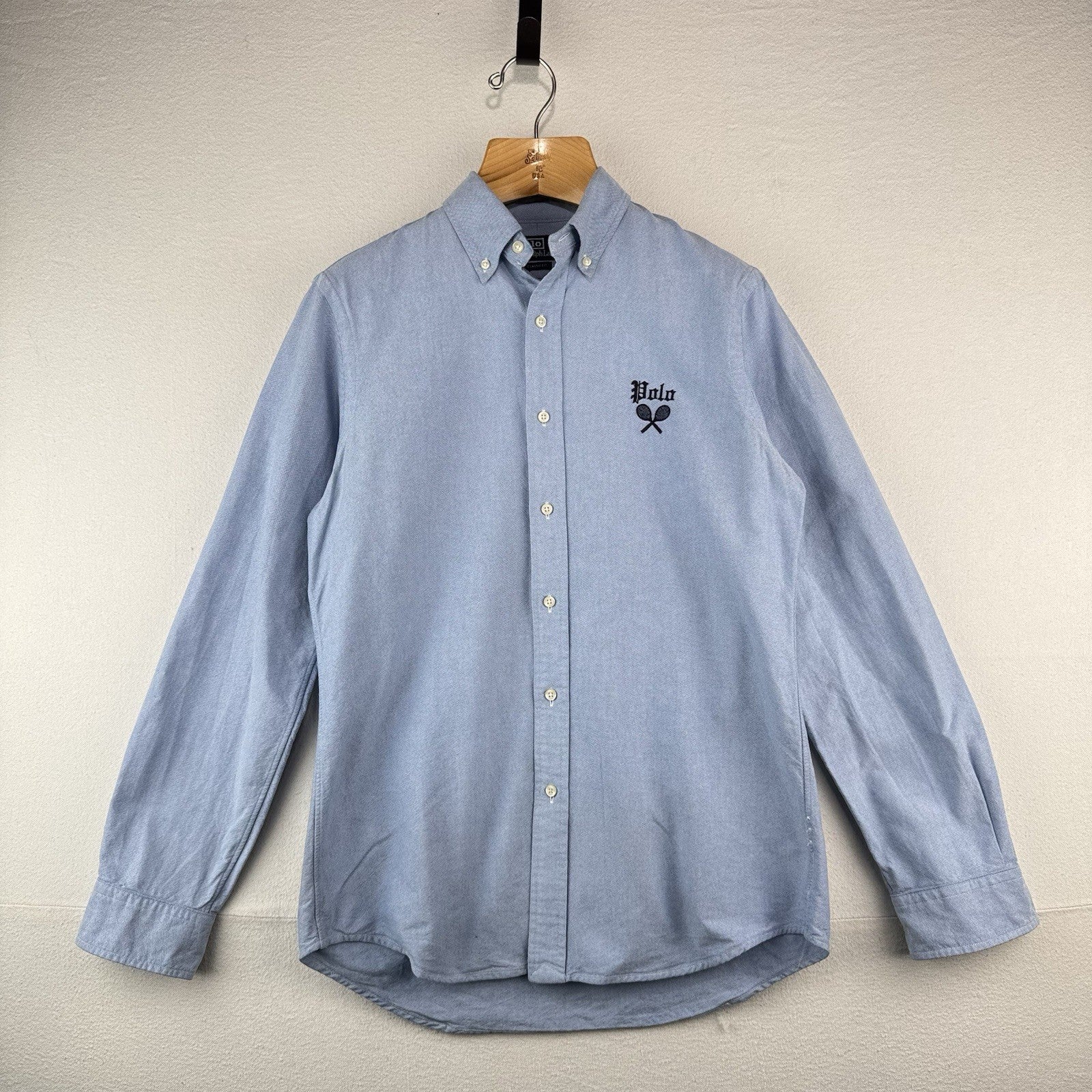 Polo Ralph Lauren Men’s M Classic-Fit Embroidered P-Wing Oxford Shirt Blue
