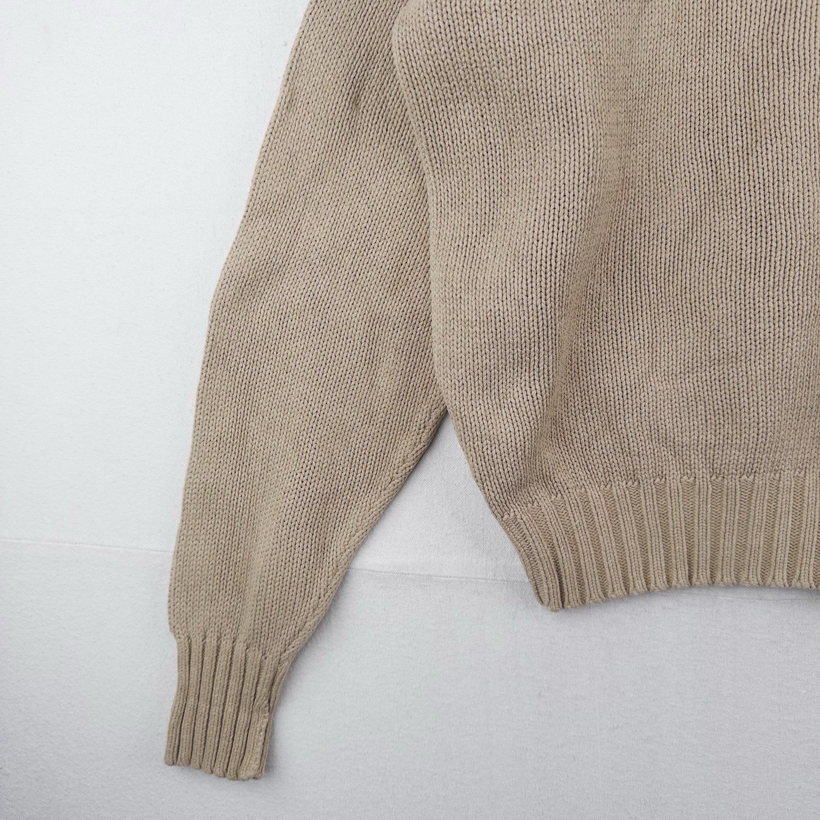 90’s Vintage Polo Ralph Lauren Knit Sweater Men’s L Tan Brown Cotton Crewneck