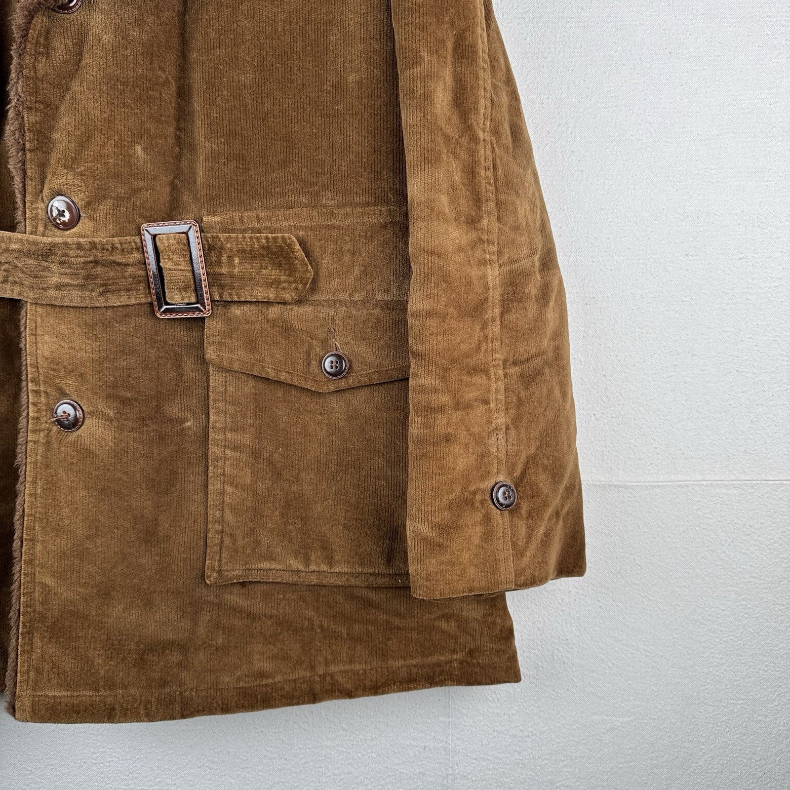 60’s 70’s Vtg Gordon Ferguson Field & Stream Mens 46 Corduroy Belted Overcoat