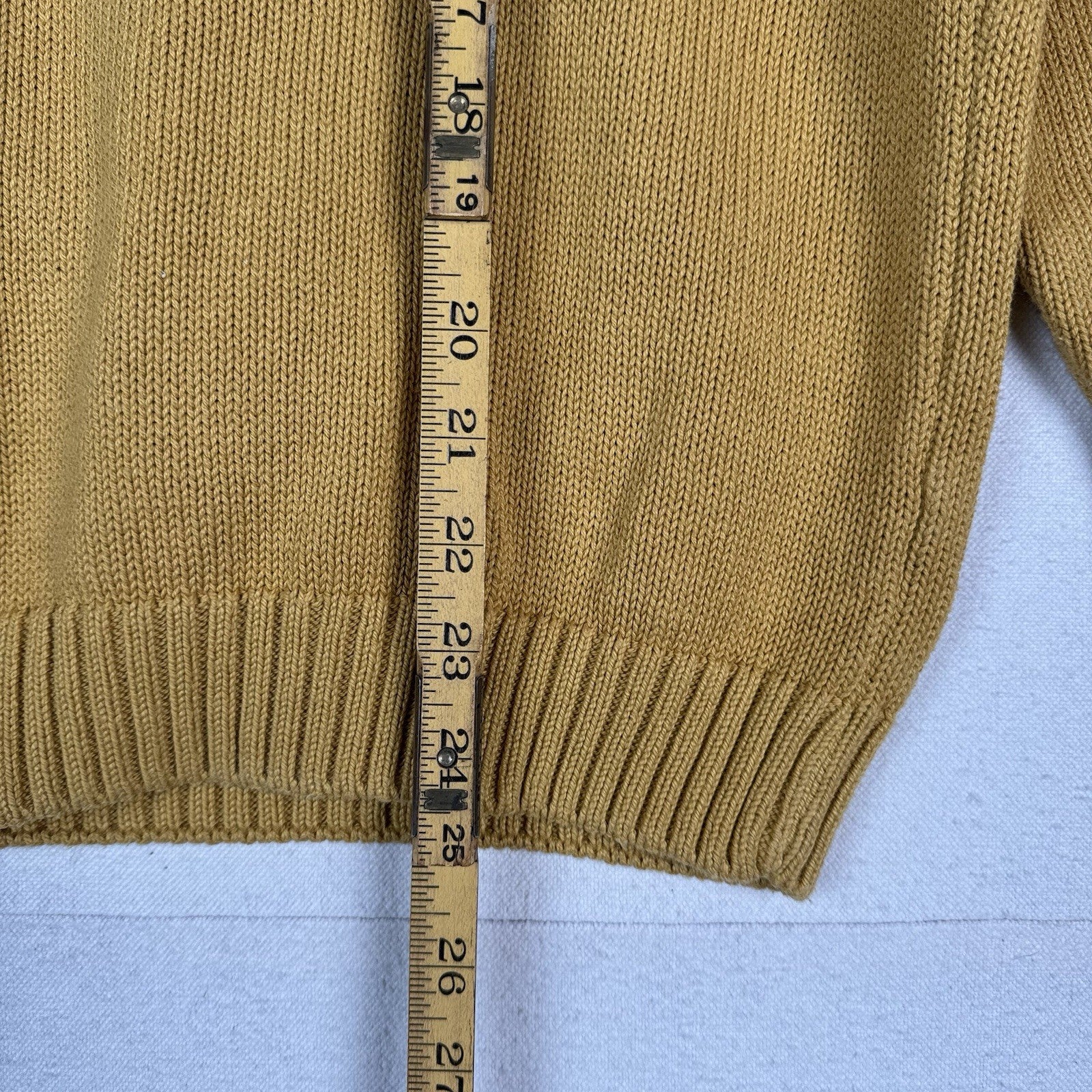 Lands End Womens Crewneck Sweater Yellow Size Large 14-16 Midweight Cotton USA