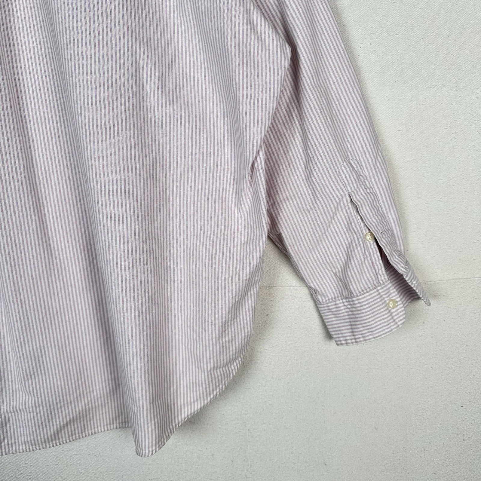 Vtg Polo Ralph Lauren University Big Shirt Fit Mens Purple Striped Oxford 2XL