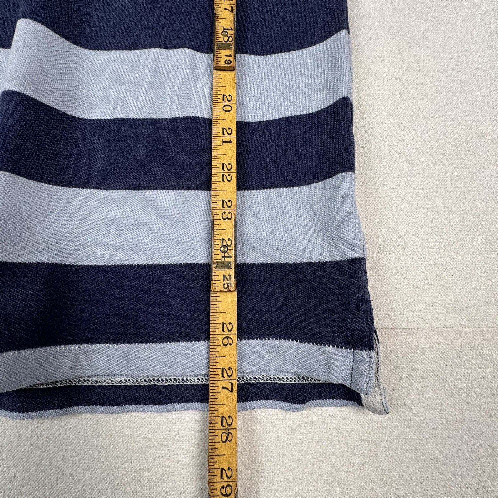 Ralph Lauren Rugby Short Sleeve Striped Blue Mesh Polo Shirt Mens Small