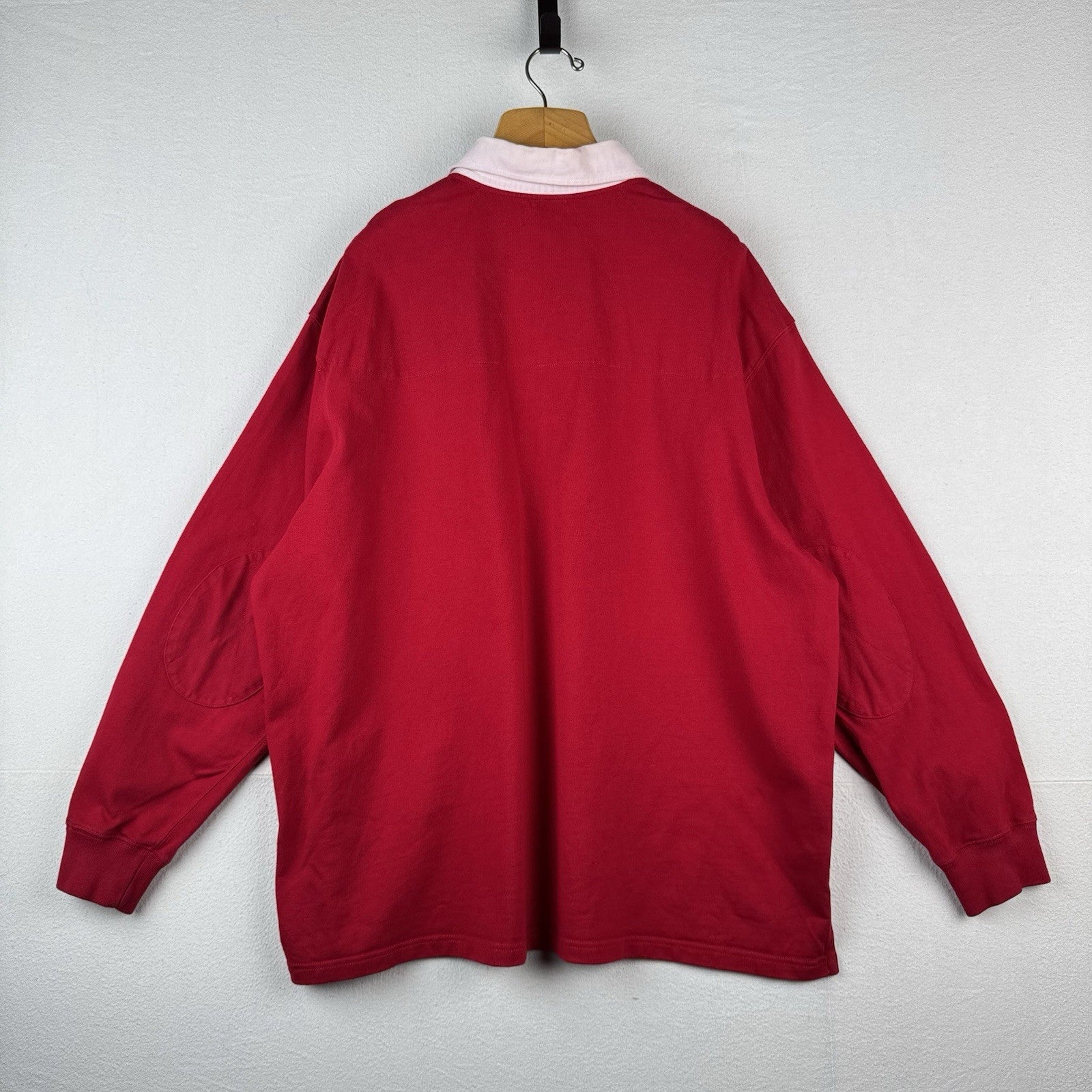 Polo Ralph Lauren Rugby Shirt Red Quilted Shoulders Elbow Patches 3XB *Read