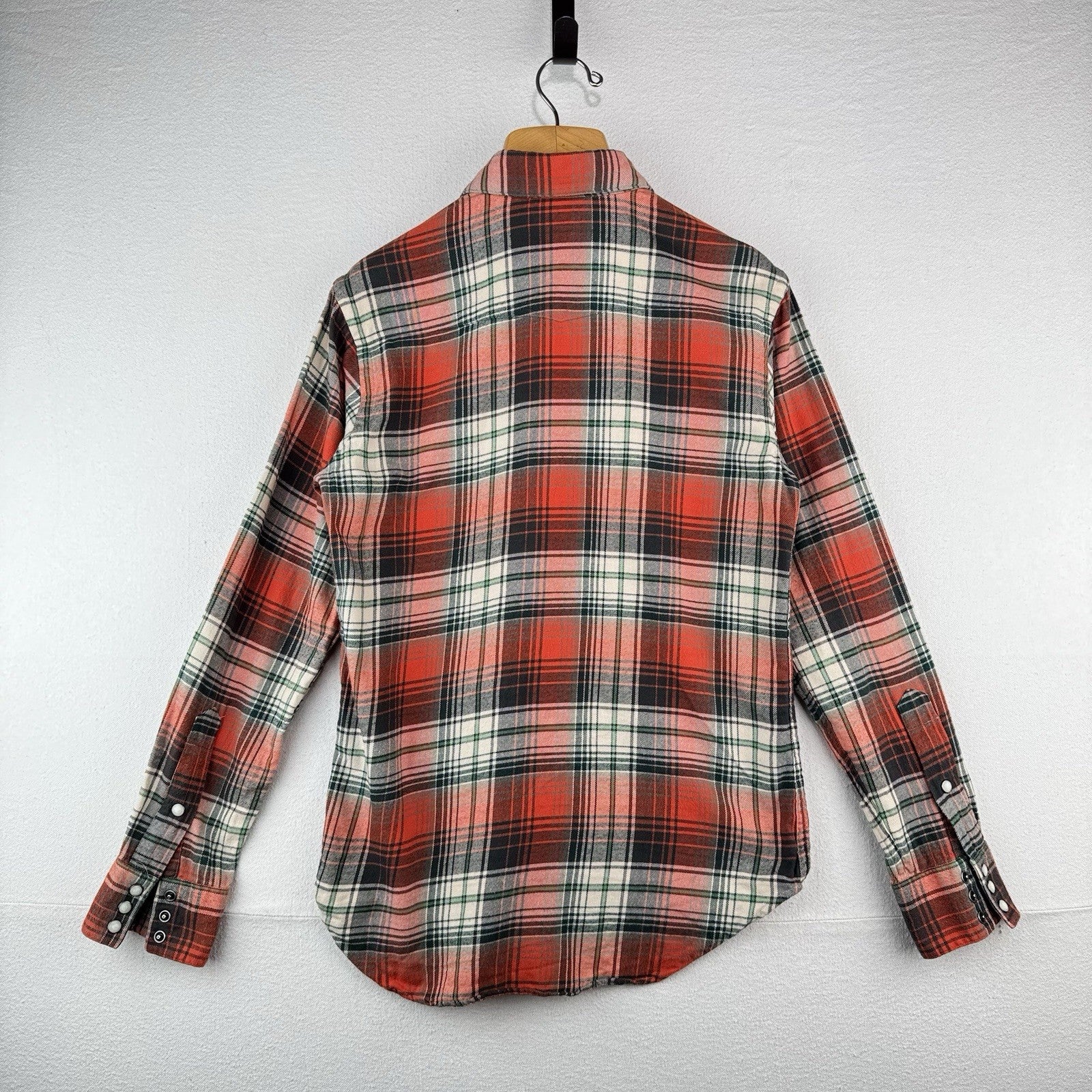 Vtg Polo Ralph Lauren Western Pearl Snap Mens S Brushed Flannel Shirt Plaid