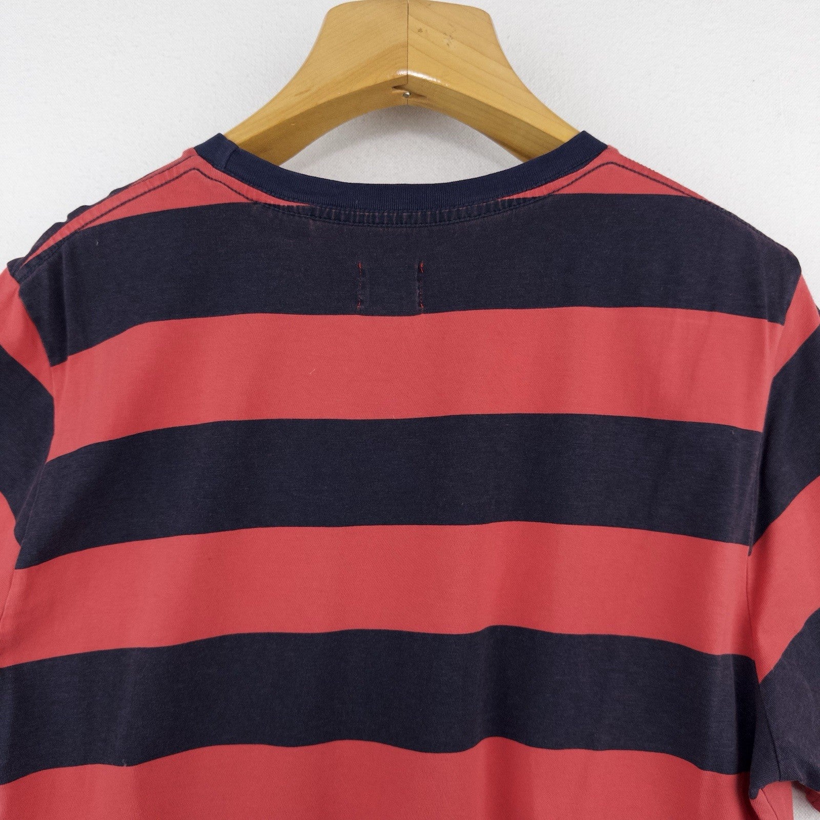 M.Nii Surf Pocket T-shirt Men’s XL Red Blue Striped Short Sleeve Cotton Made USA