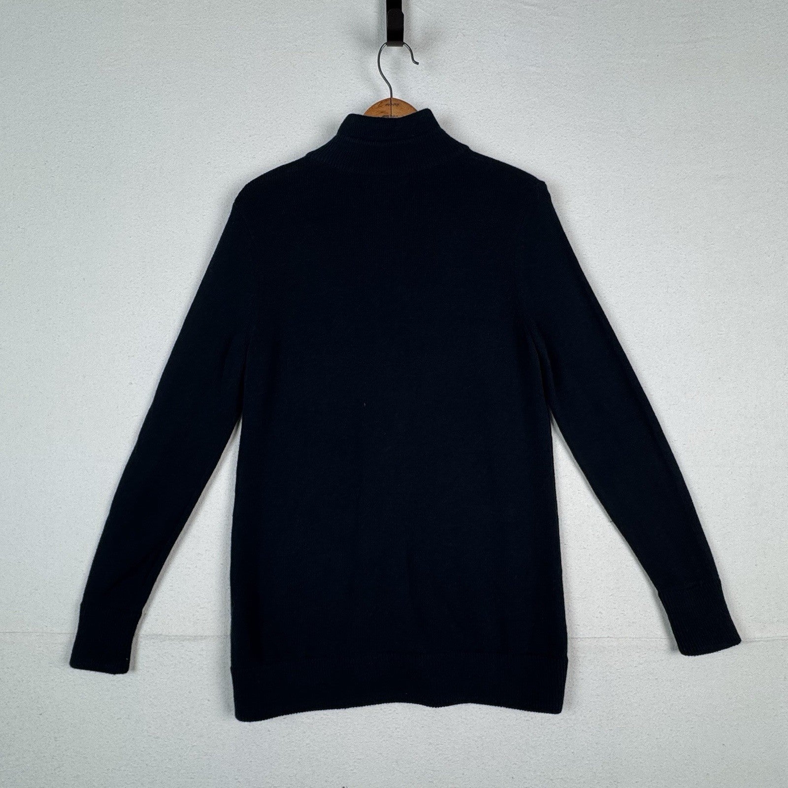 Banana Republic Women’s Size Medium Navy Gold 29” Cardigan Sweater Cotton/Angora