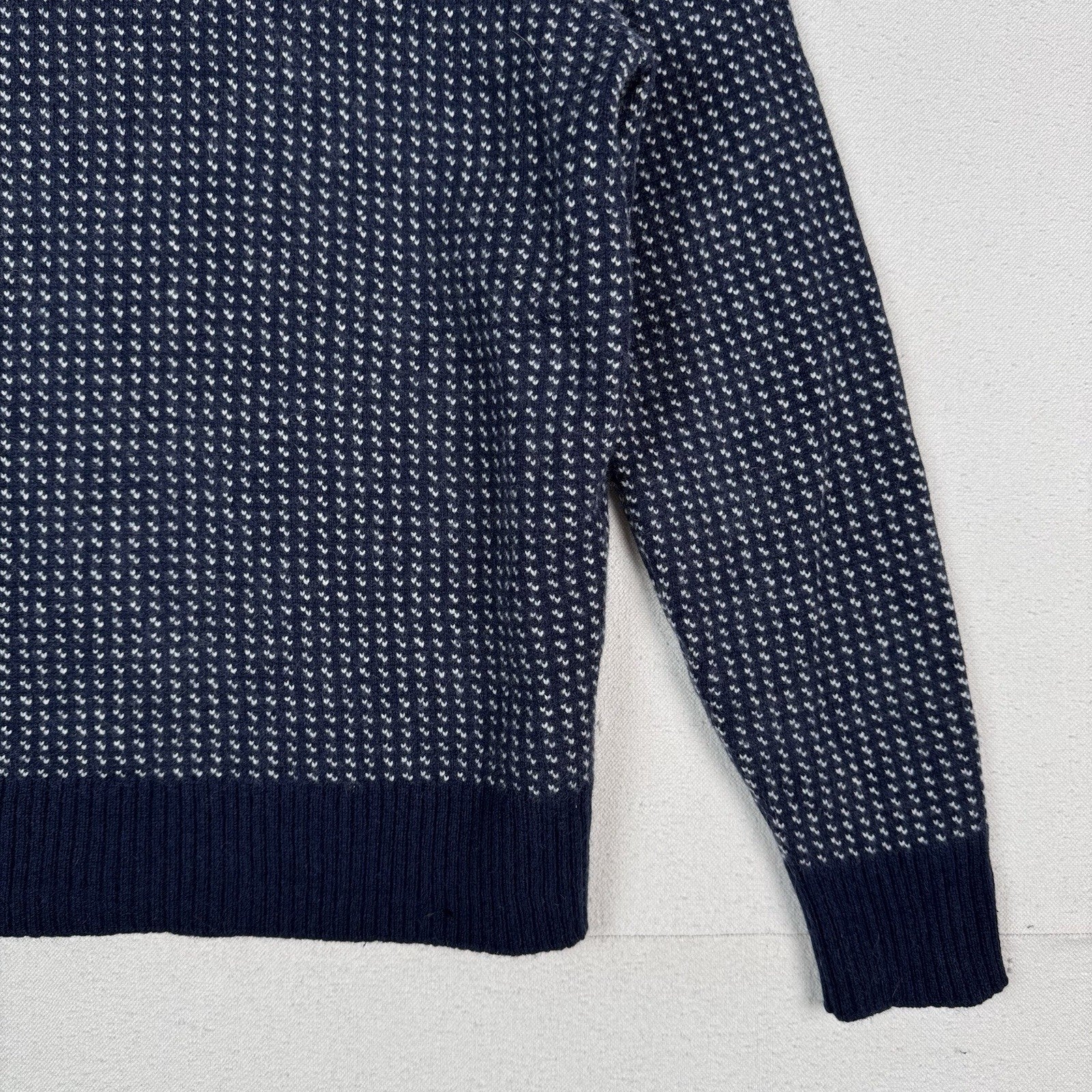 J. Crew Birdseye Quarter-Zip Sweater Merino Wool Navy Blue Men’s Size Medium