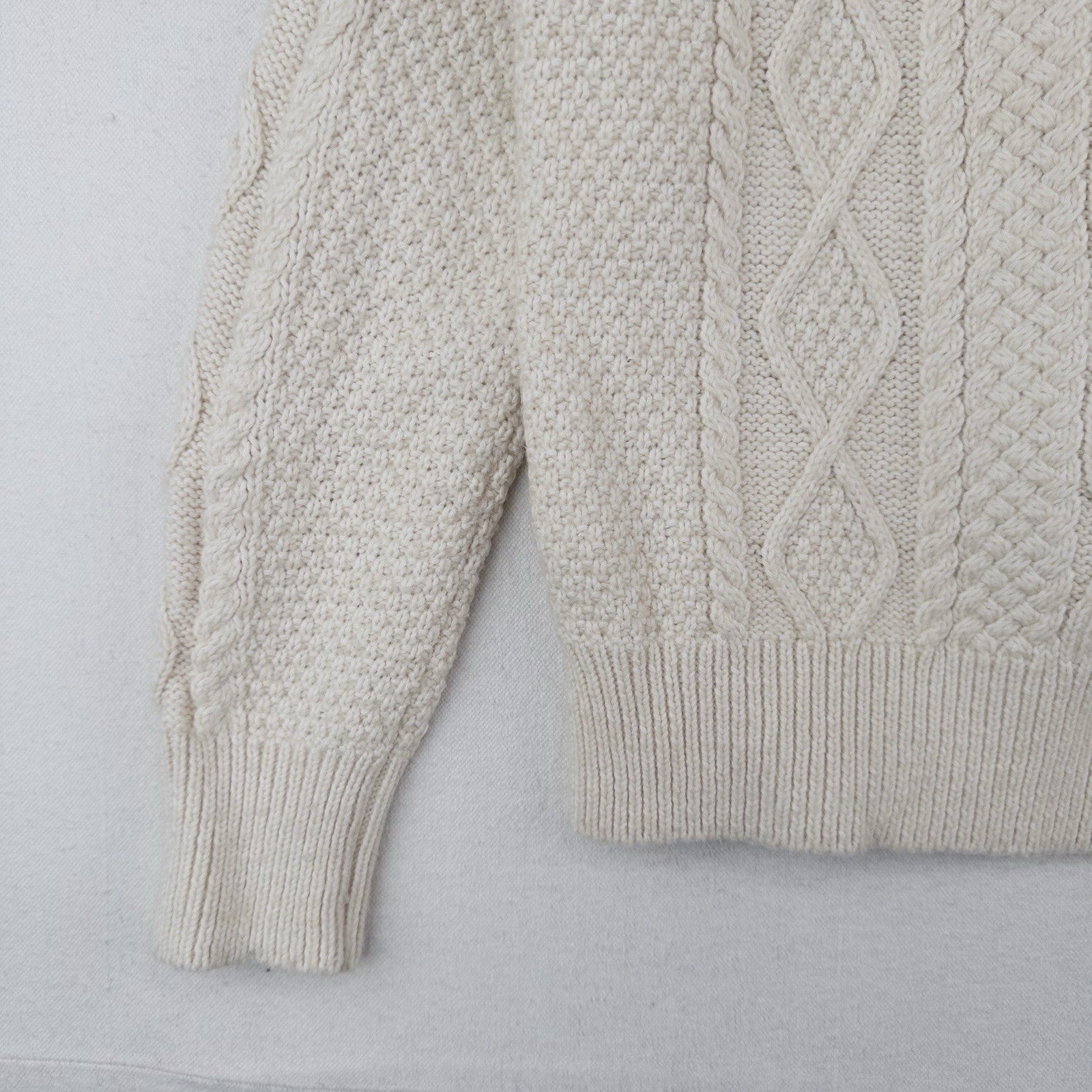 Polo Ralph Lauren Cream Cable Knit Fisherman's Sweater Women’s XS Side Vents