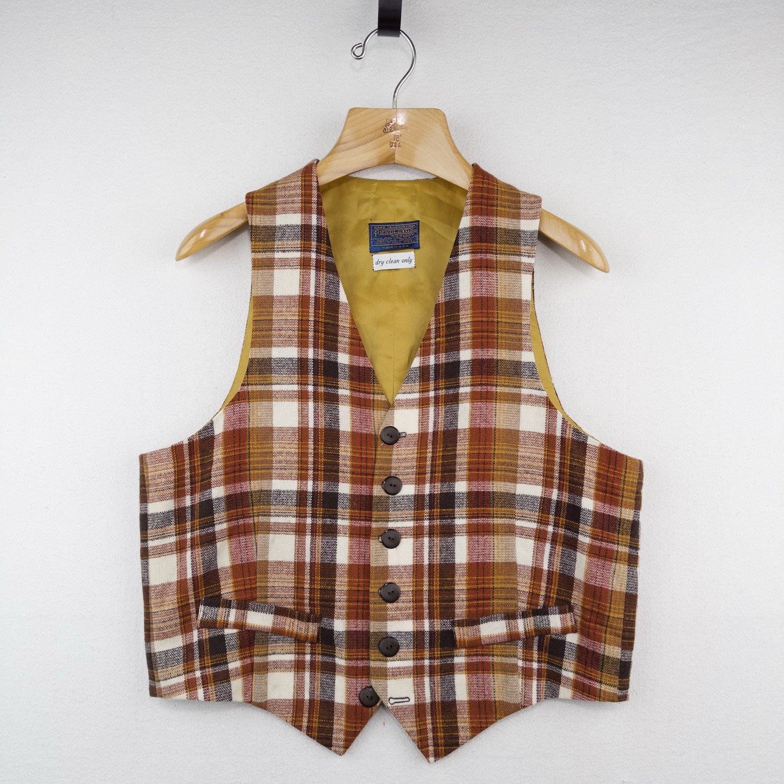 70’s Vtg Pendleton Vest Men’s 38 Medium Tartan Plaid Wool Vest Autumn Madras