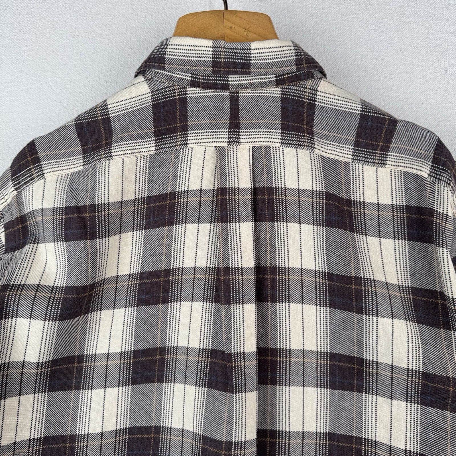 Vintage Ralph Lauren Shirt Mens L Brown Plaid Benford Flannel Cotton *Read