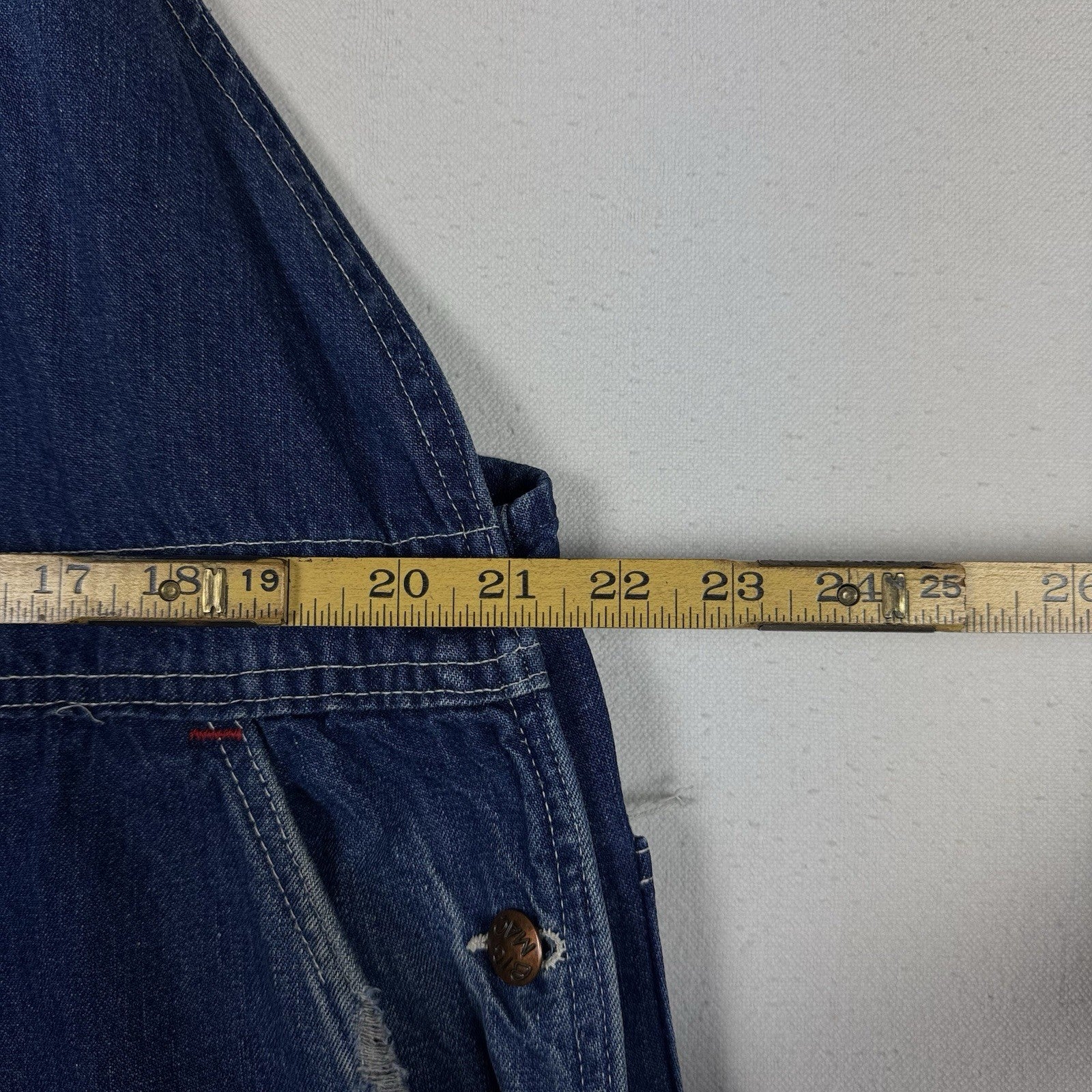 Vintage 60s Big Mac 42x28* Distressed Square Bak Wide Leg Denim Overalls USA