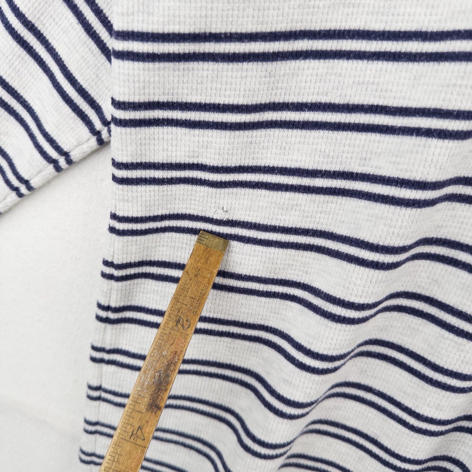 Chaps Ralph Lauren Men’s XL Gray Blue Stripe Henley Shirt Long Sleeve *Pinhole