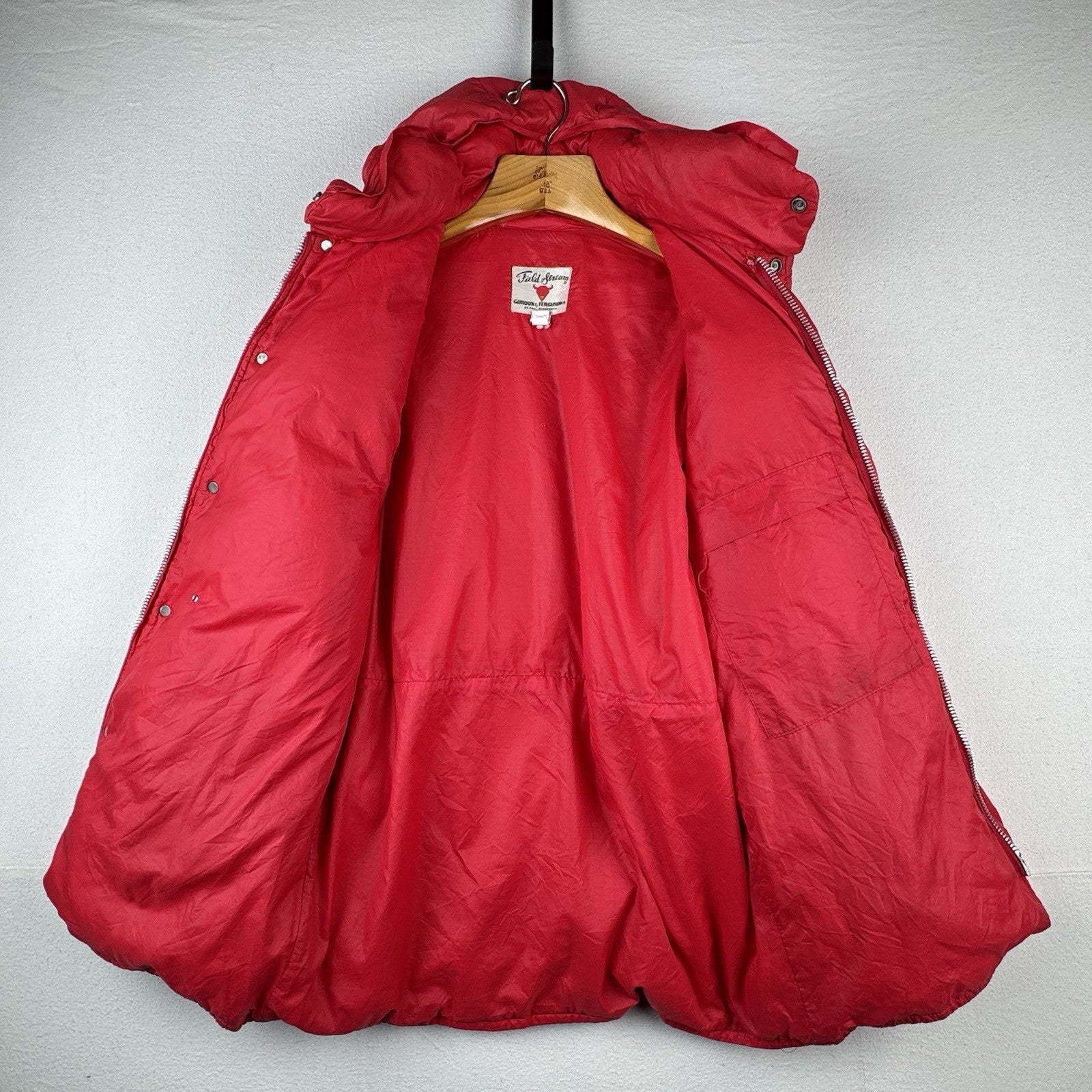 60s/70s Vtg Field & Stream Gordon Ferguson Goose Down Puffer Jacket Hooded Red S