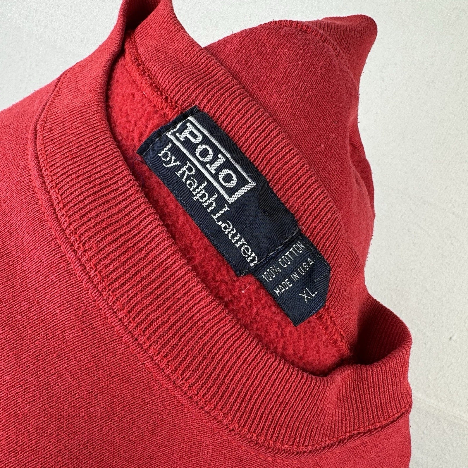 80’s Vtg Polo Ralph Lauren Sweatshirt Men XL Scribble Crest Red No Side Seam USA