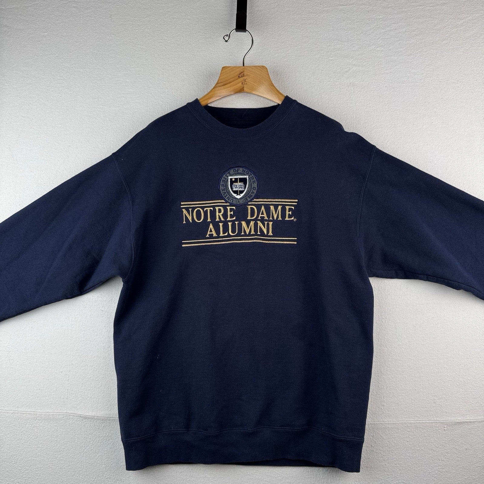 90’s Vtg JanSport Univ Notre Dame Alumni Crew  Embroidered Sweatshirt L Blue