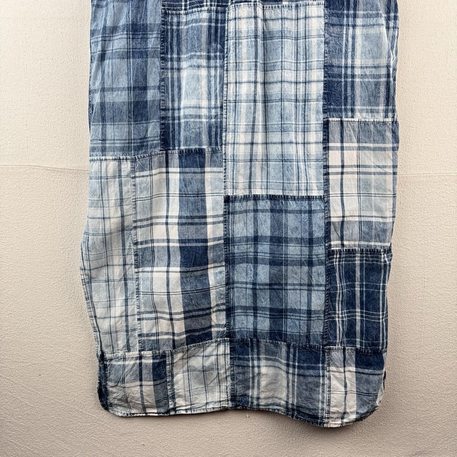 Polo Ralph Lauren Plaid-Patchwork Henley Cotton Shirt Dress Women’s 6