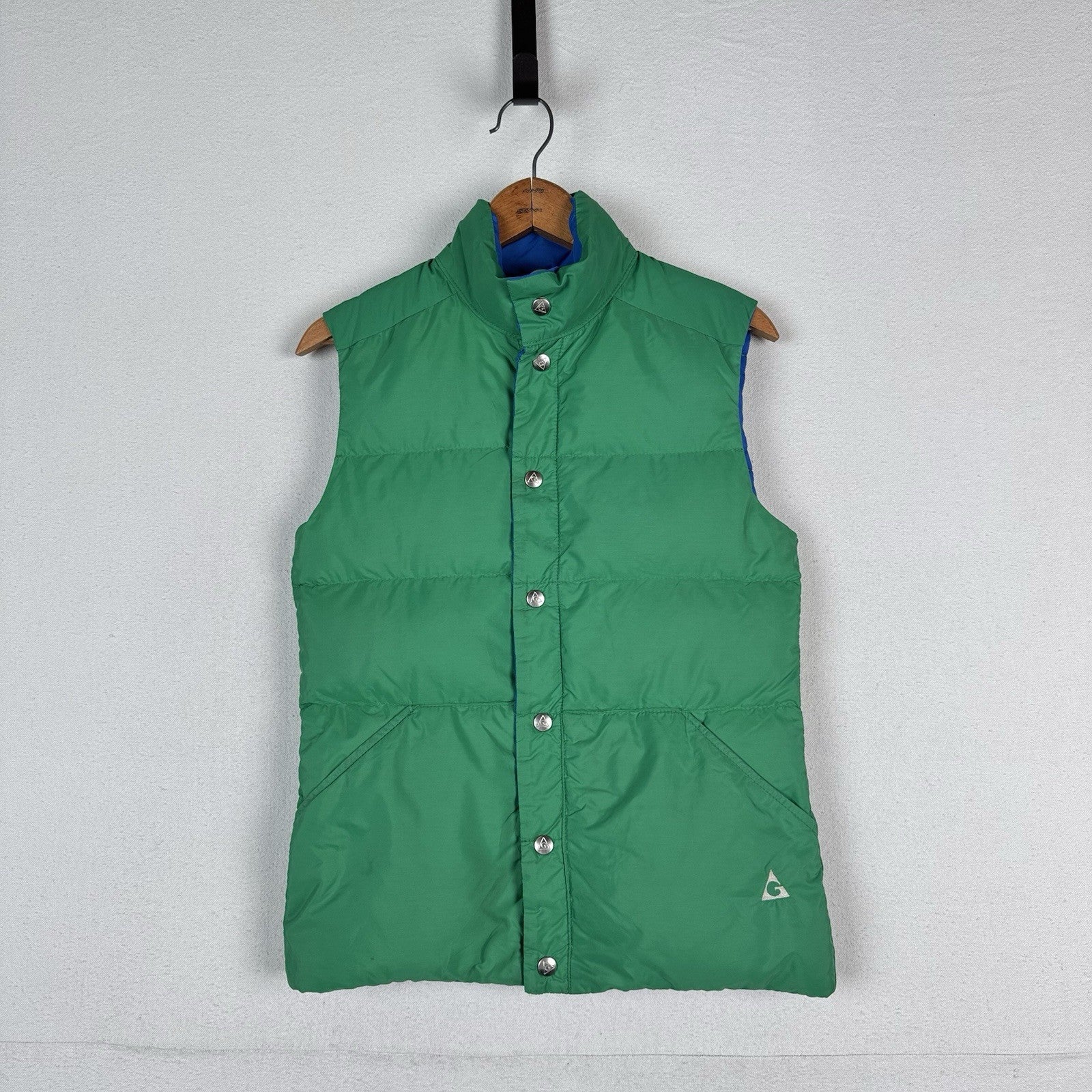 Vintage 70’s Gerry Goose Down Vest Reversible Blue Green Made USA XS (Youth L)