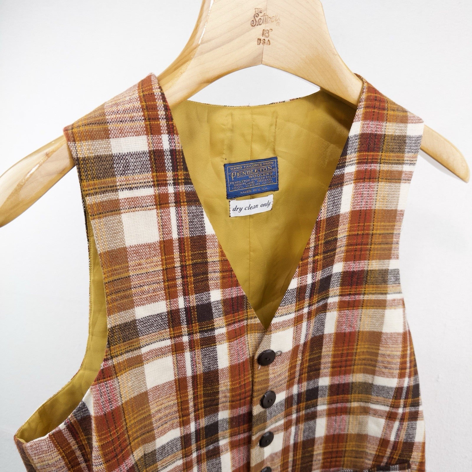70’s Vtg Pendleton Vest Men’s 38 Medium Tartan Plaid Wool Vest Autumn Madras