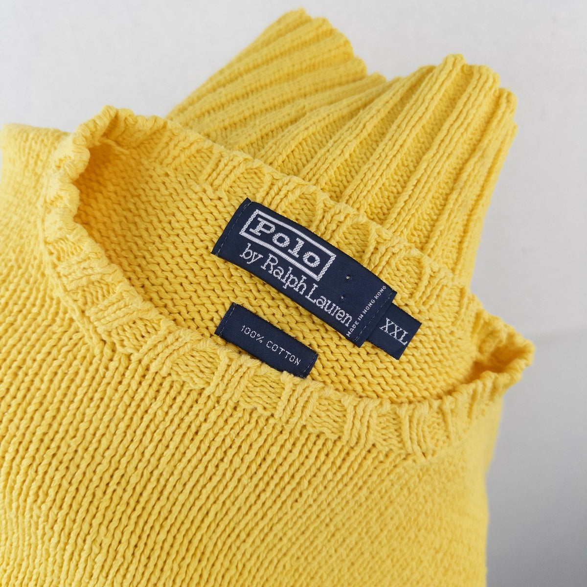 90’s Vtg Polo Ralph Lauren Chunky Yellow Cotton Sweater Men’s 2XL