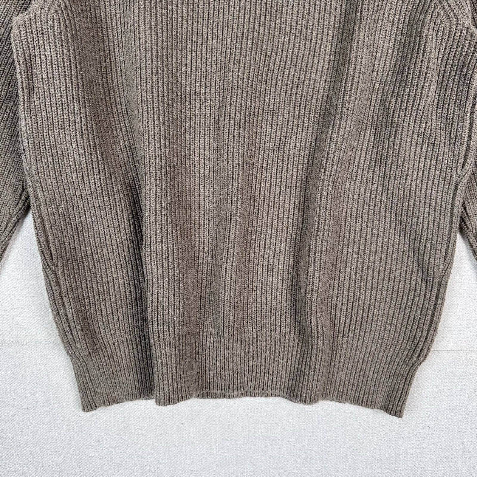 J. Crew Woodsman Men's XL Knit Sweater Shoulder Patches Cotton Crewneck Brown