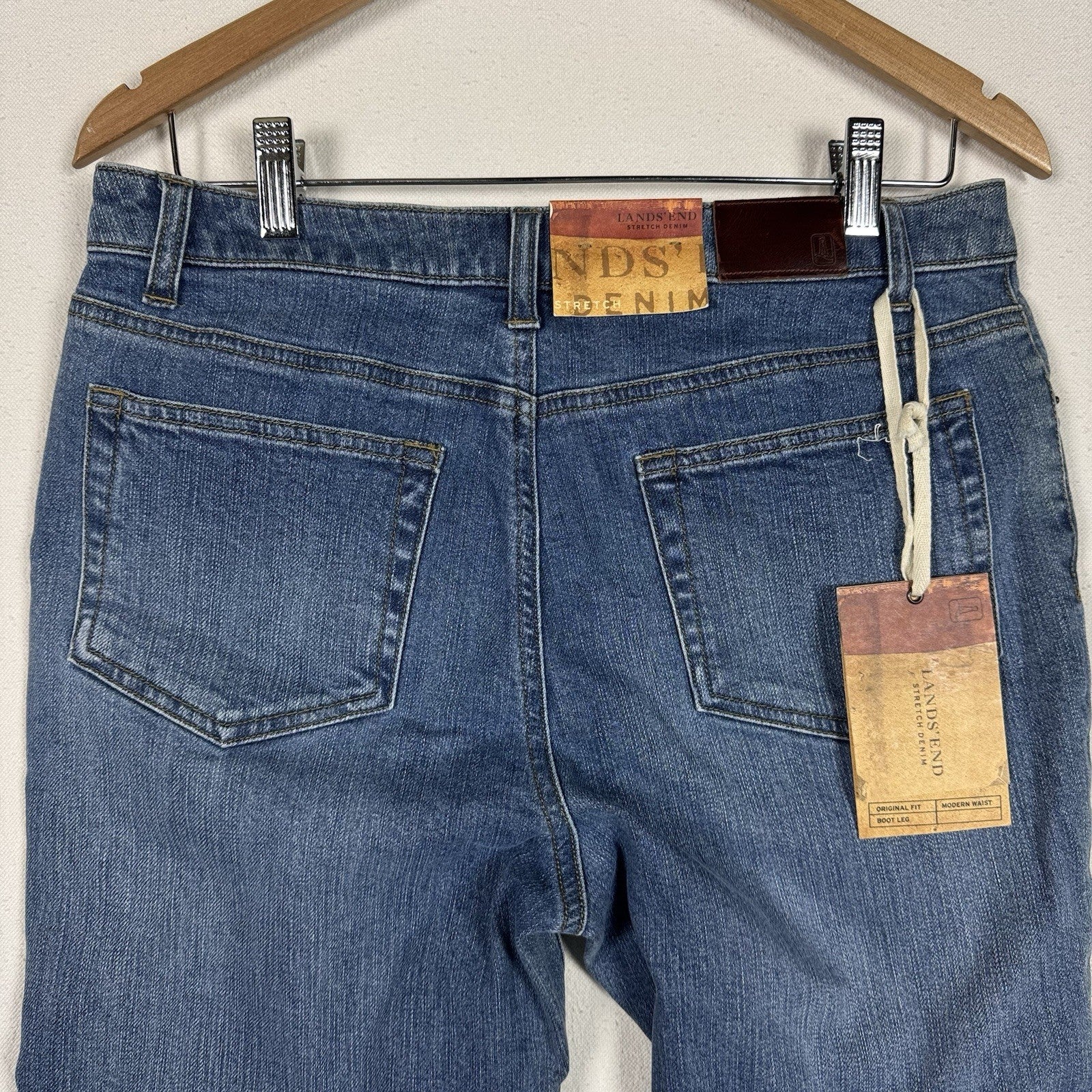 Lands End Womens size 8 Original Modern Waist Boot Leg Bootcut Blue Jeans NWT