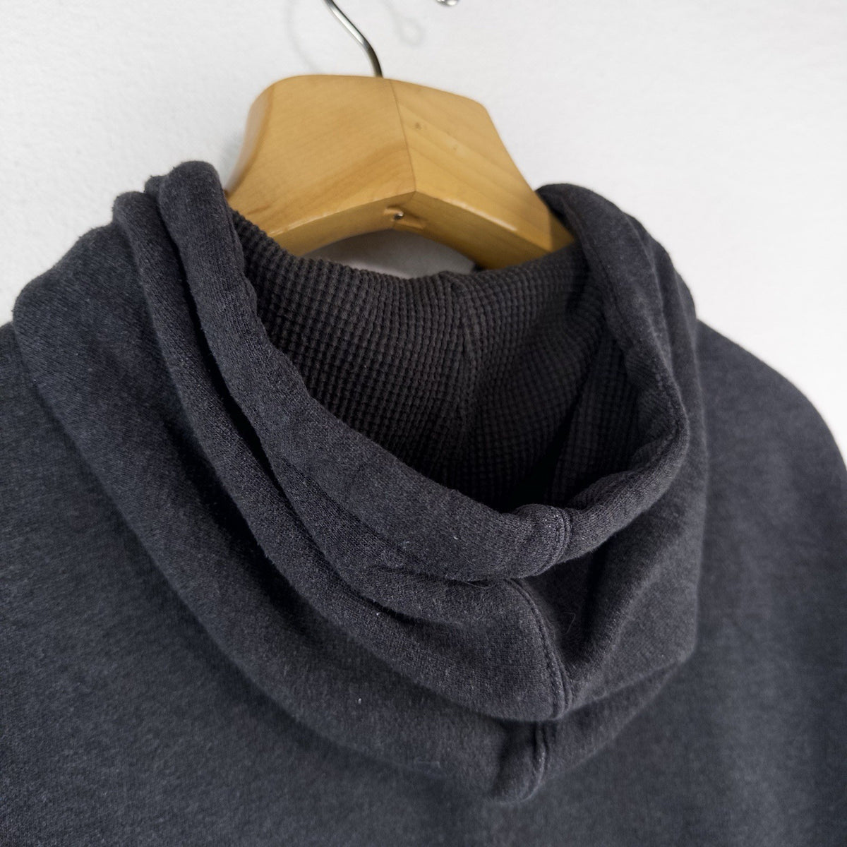 Polo Ralph Lauren Heavyweight Zip Up Gray Hoodie Waffle Knit Hood Men’s L *Read