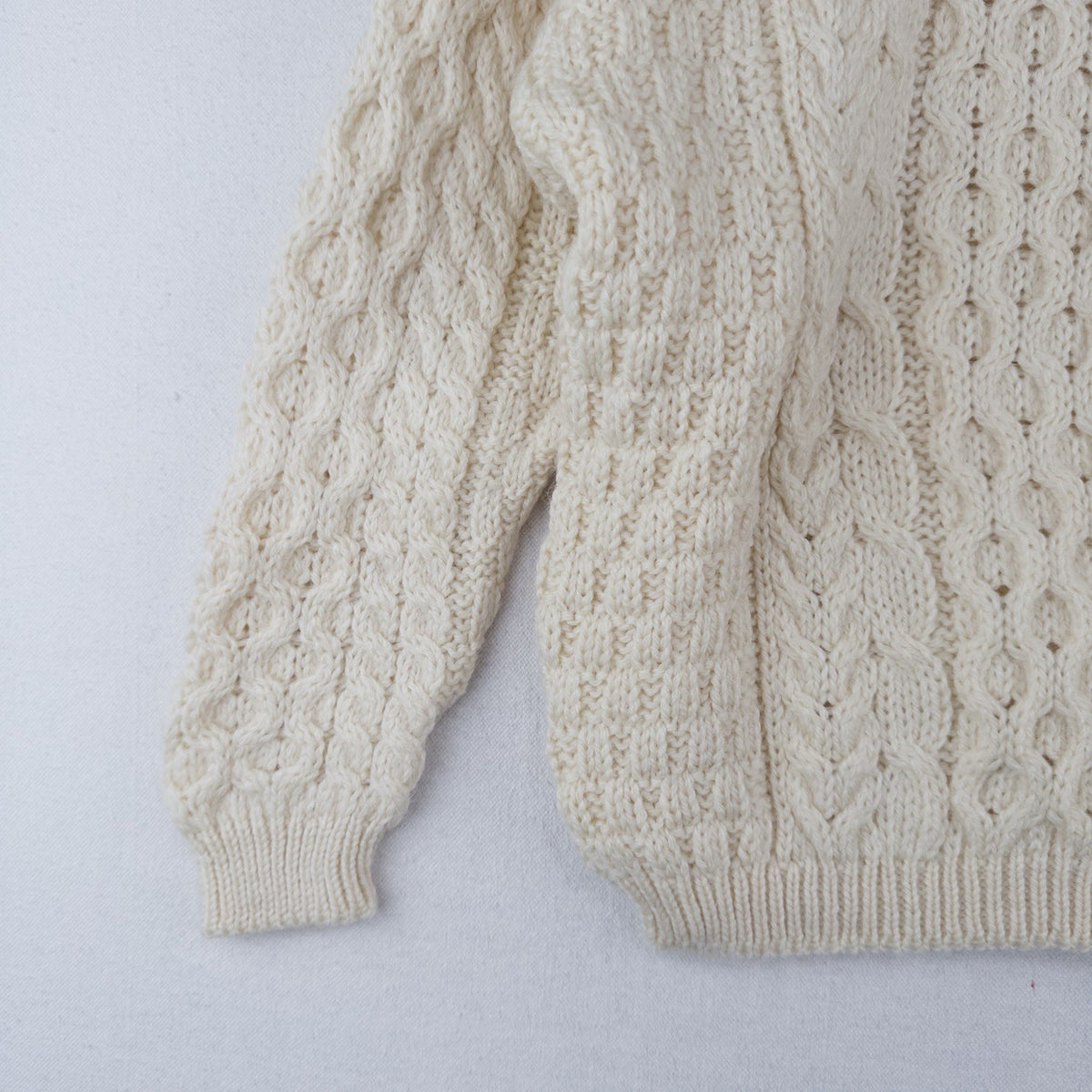 80’s Vtg Tivoli Aran Childs 8/10 Wool Sweater Chunky Cable Knit Fisherman Cream