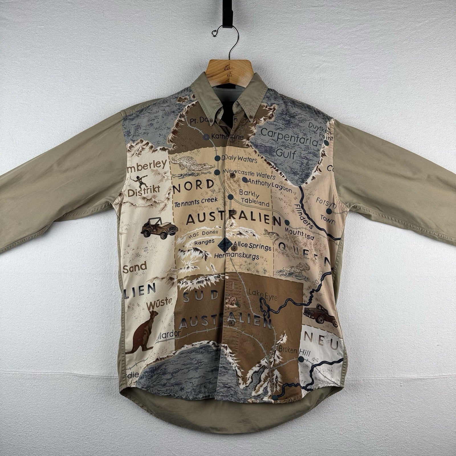 80’s Vtg Chaps Ralph Lauren Button Down Shirt Mens M Australien Outback Map