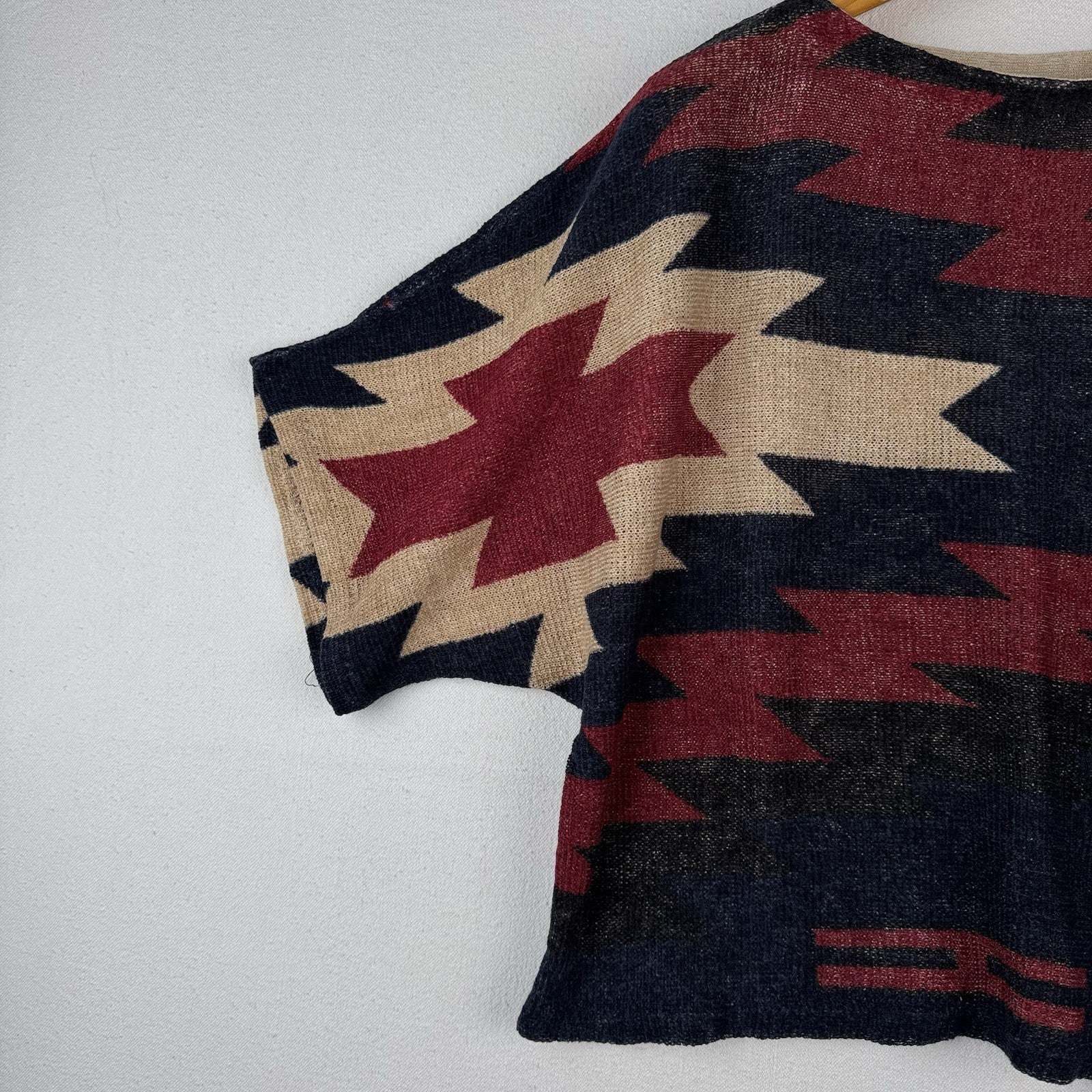 Ralph Lauren Linen Aztec Southwestern Women’s M Boat Neck Dolman Sleeve Sweater