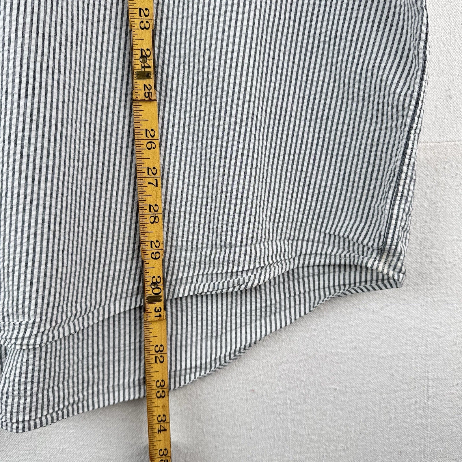 Vtg Ralph Lauren Seersucker Men’s 2XL Blake Short Sleeve Button Shirt Gray White