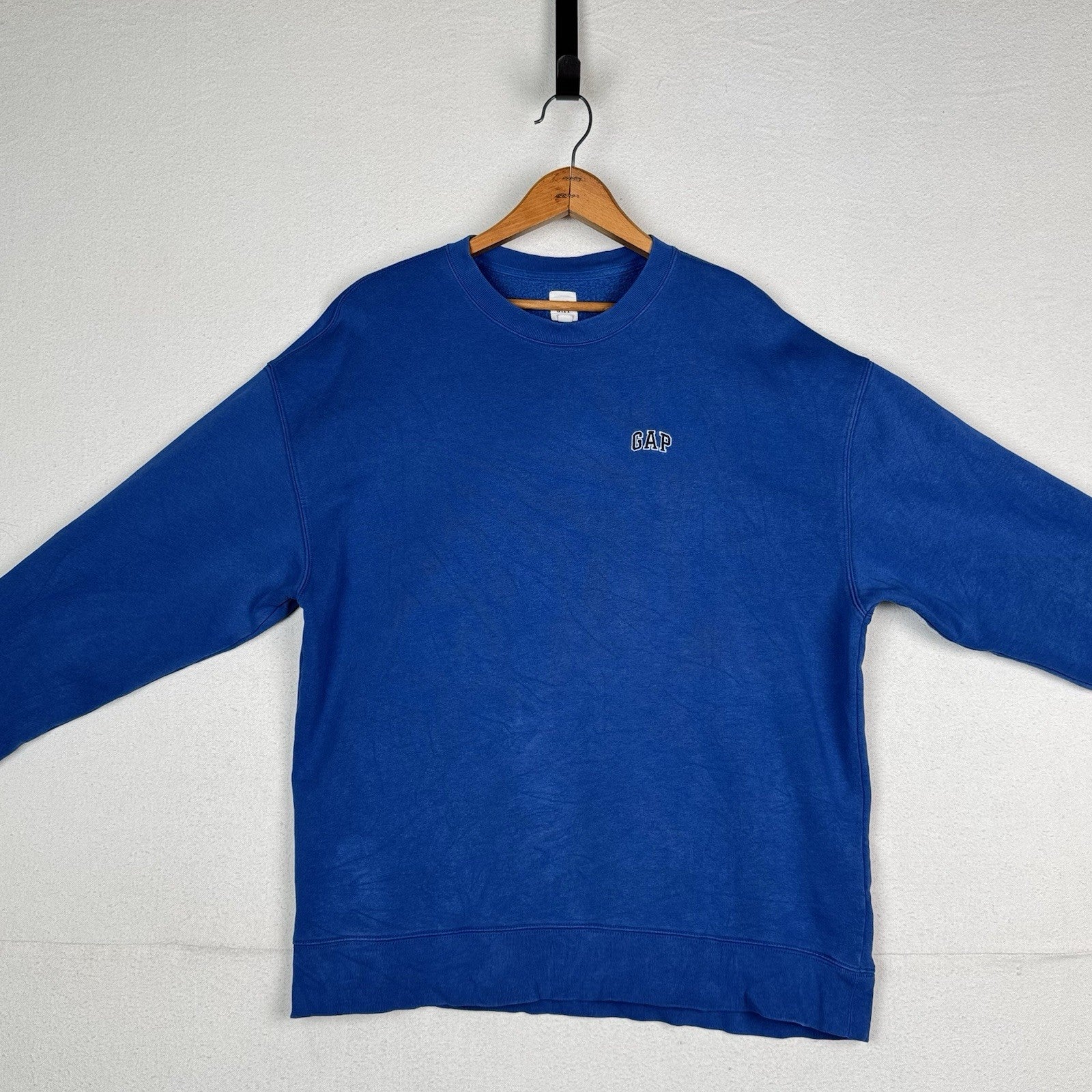 Vintage Gap Sweatshirt Men’s Imperial Blue Crewneck Spell Out Fleece Large