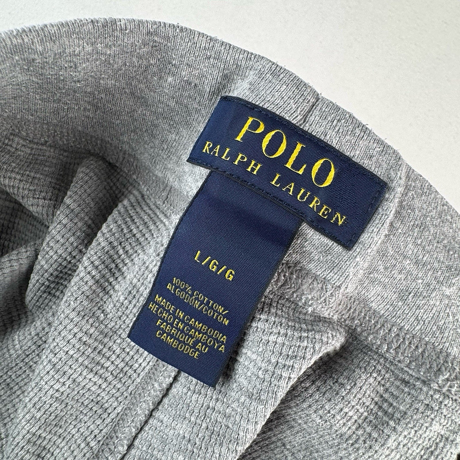 Polo Ralph Lauren Pajama Pants Mens Large Gray Thermal Waffle Knit Sleepwear