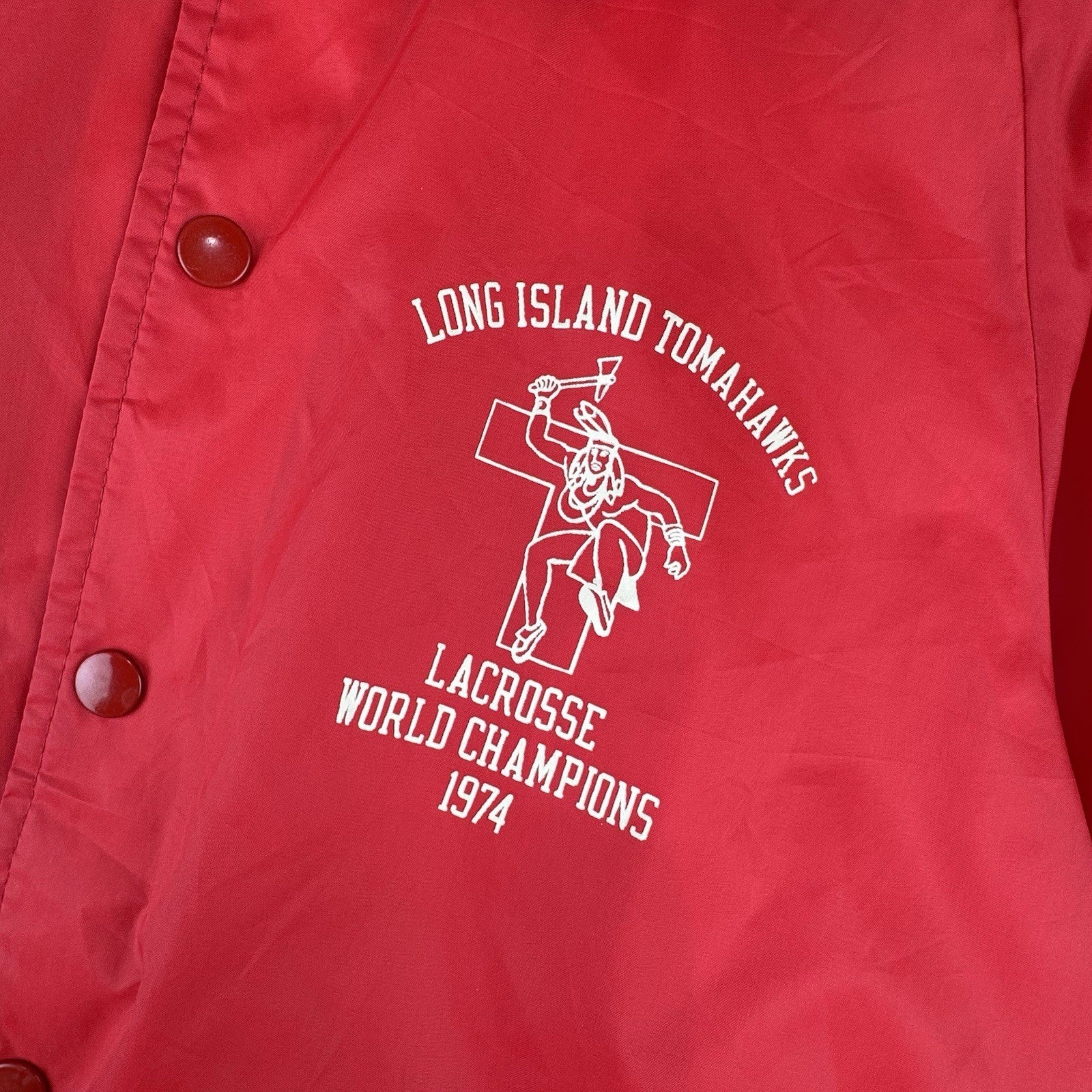1974 Champion Running Man Long Island Tomahawk Lacrosse Champs Coach Jacket M