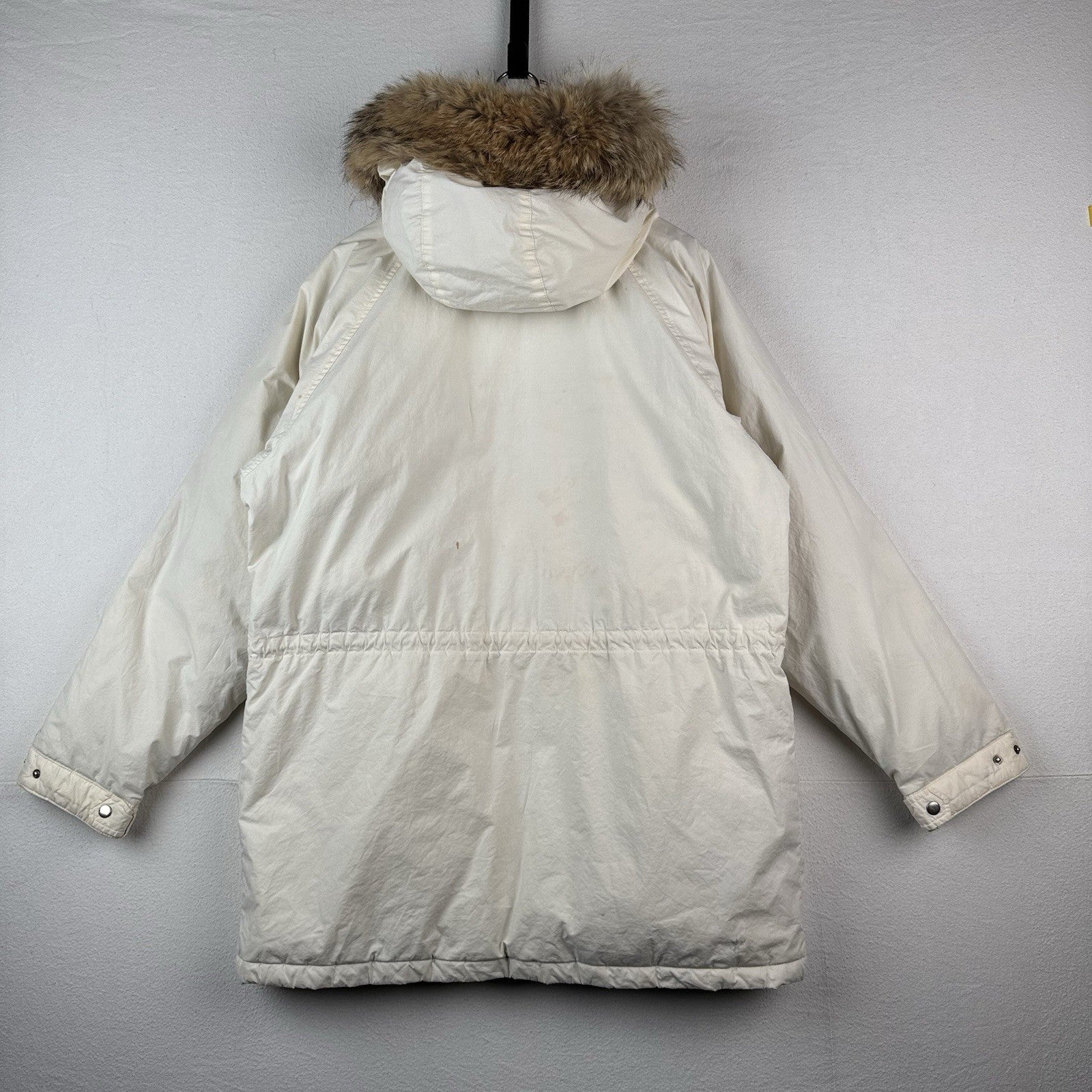 90’s Vtg Polo Ralph Lauren White Down Parka Mens M Coyote Fur Hood Coat *Read