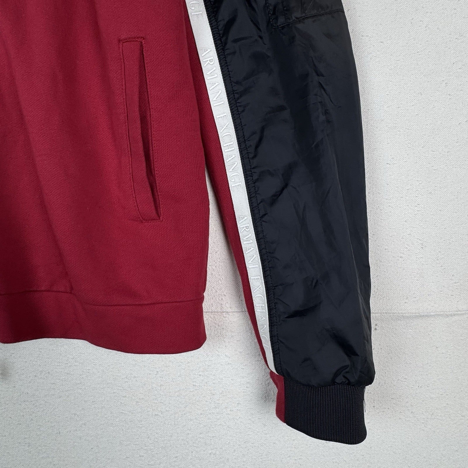 Armani Exchange Maroon Red Black White Bomber Jacket Men’s Large