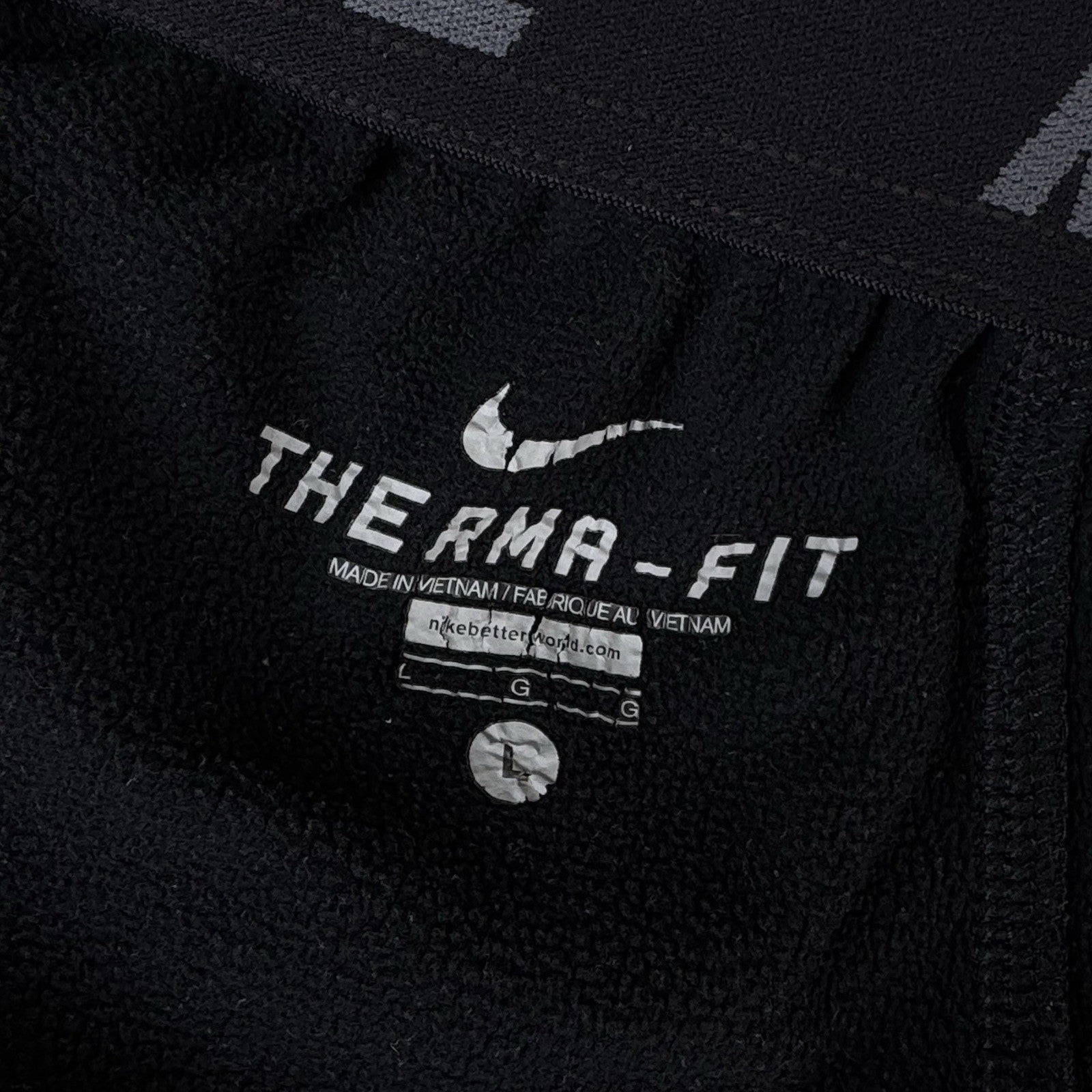 Nike Sweatpants Mens Large Black Gray Thermafit Fleece Ankle Cinch Swoosh Logo